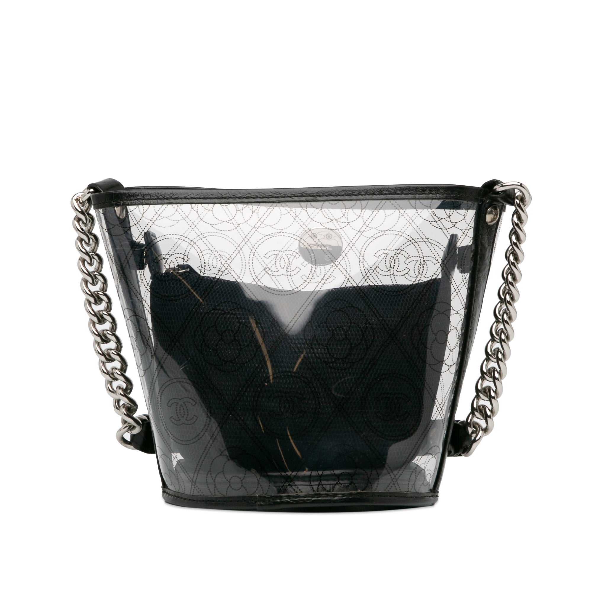 Chanel Crumpled Calfskin PVC Camellia Bucket - image 3