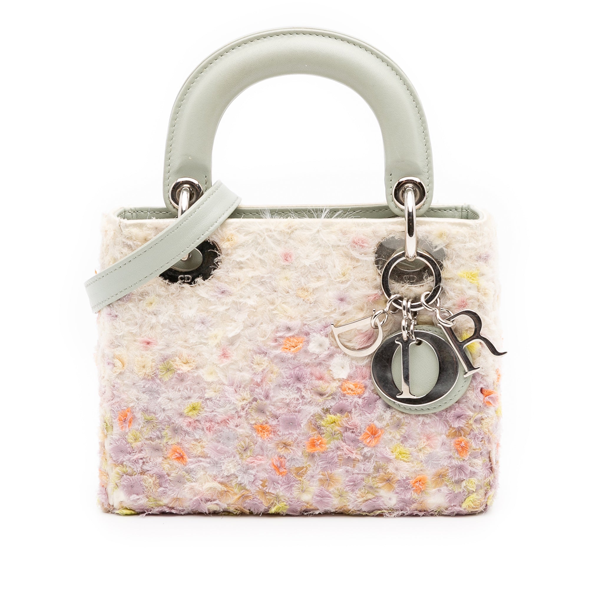 Dior Mini Ruffled Floral Fabric Embellished Lambskin Lady Dior - image 1