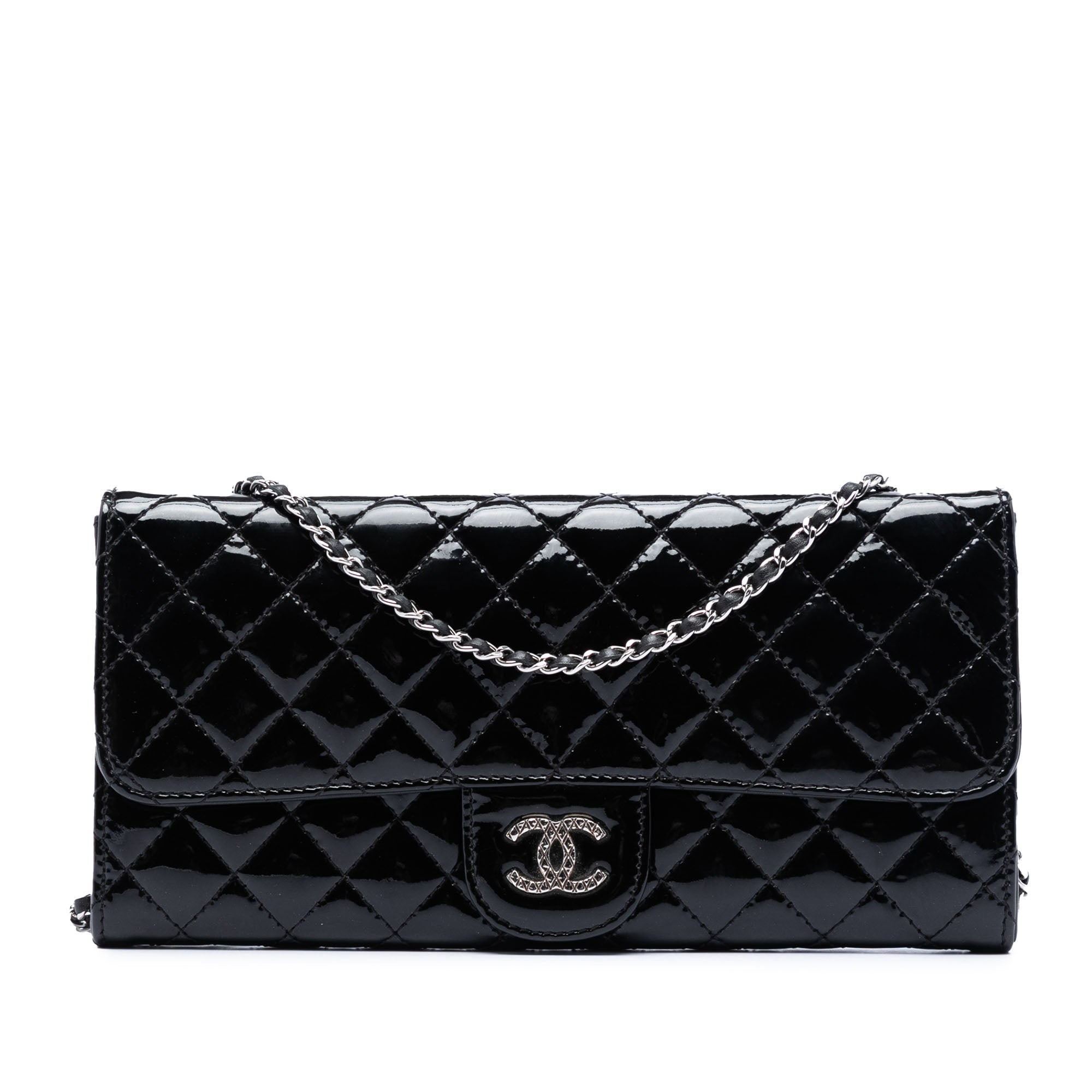Chanel CC Quilted Patent Brilliant East West Wallet On Chain - image 1