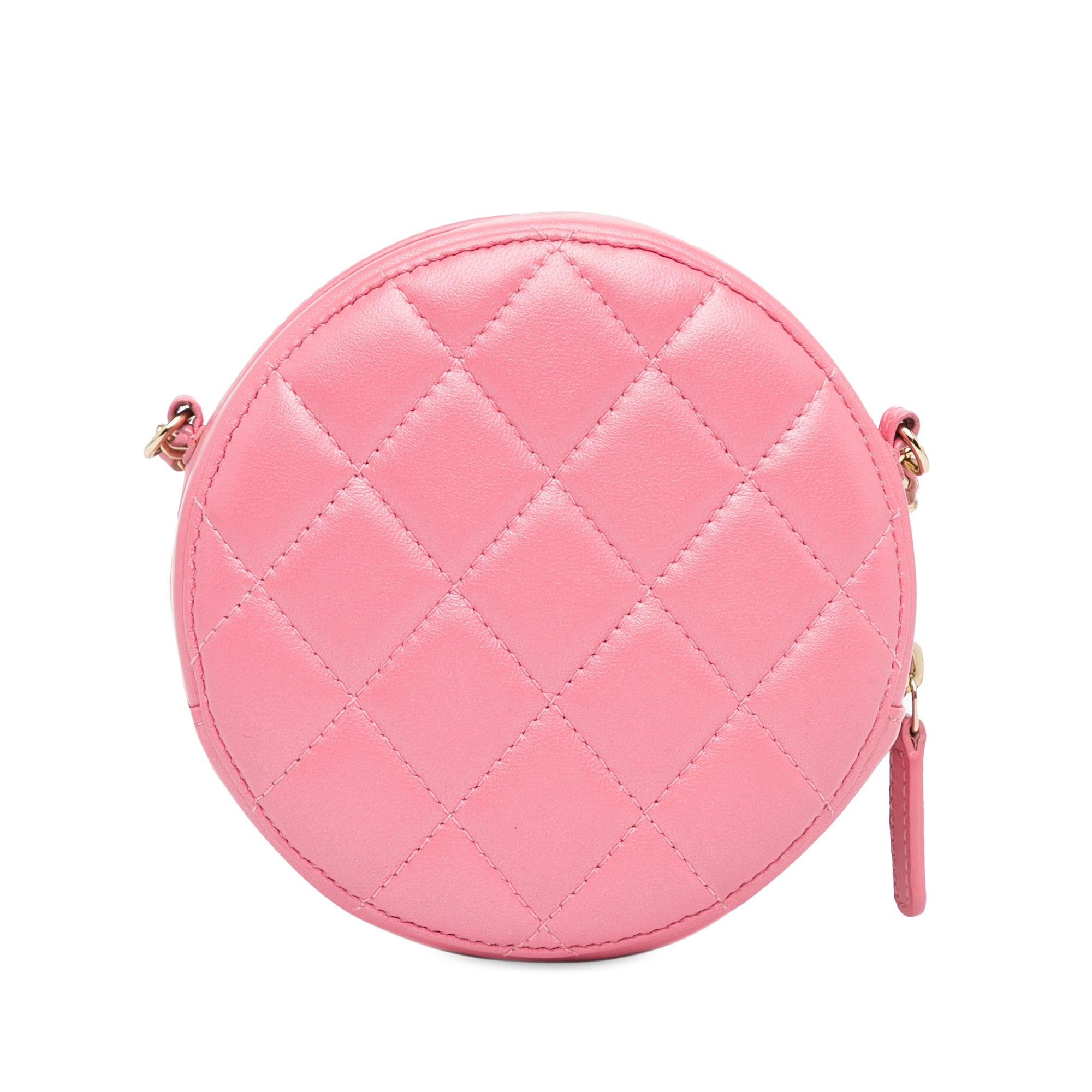 Chanel CC Quilted Lambskin Pearl Crush Round Clutch with Chain - image 3