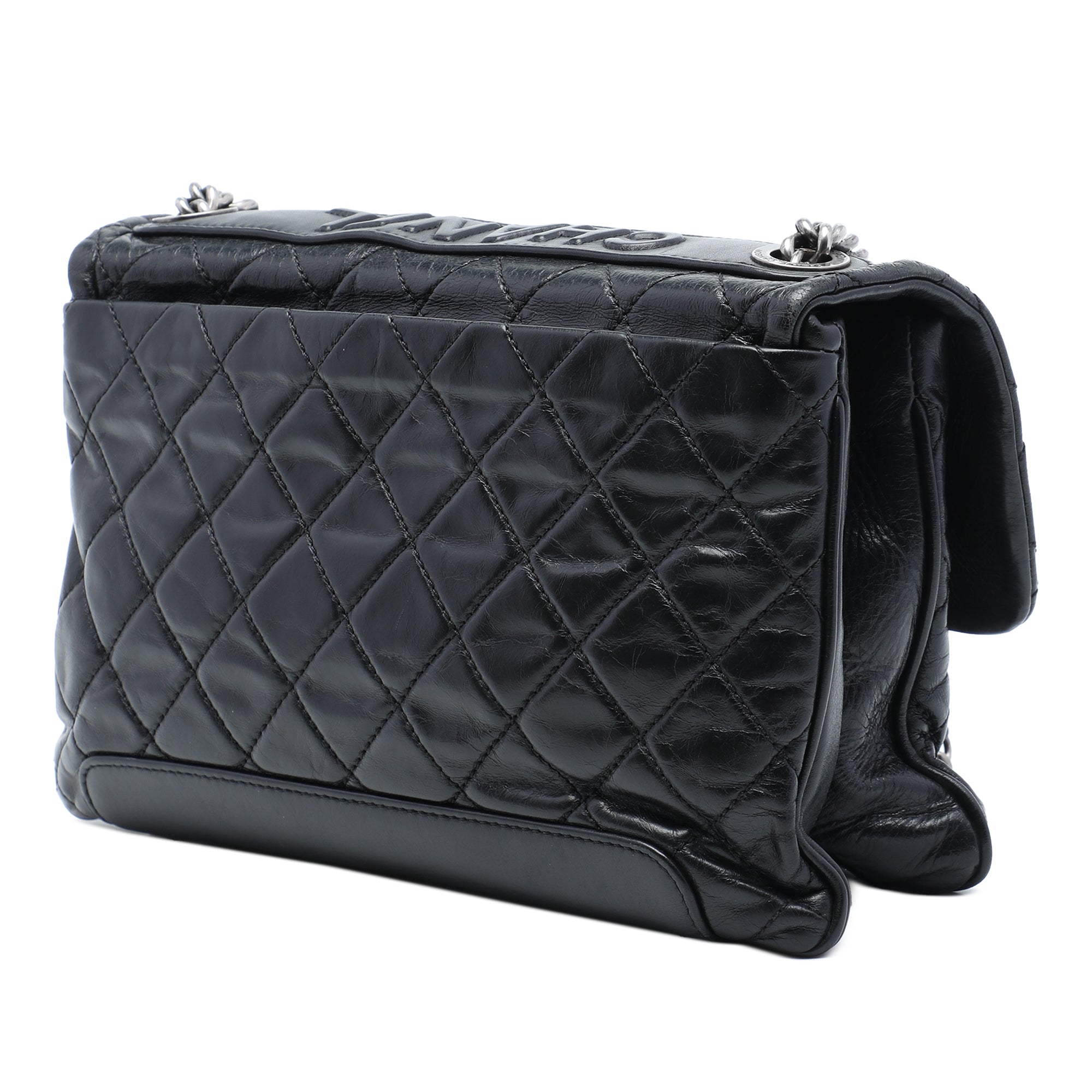 Chanel Quilted Aged Calfskin Logo Accordion Flap - image 2
