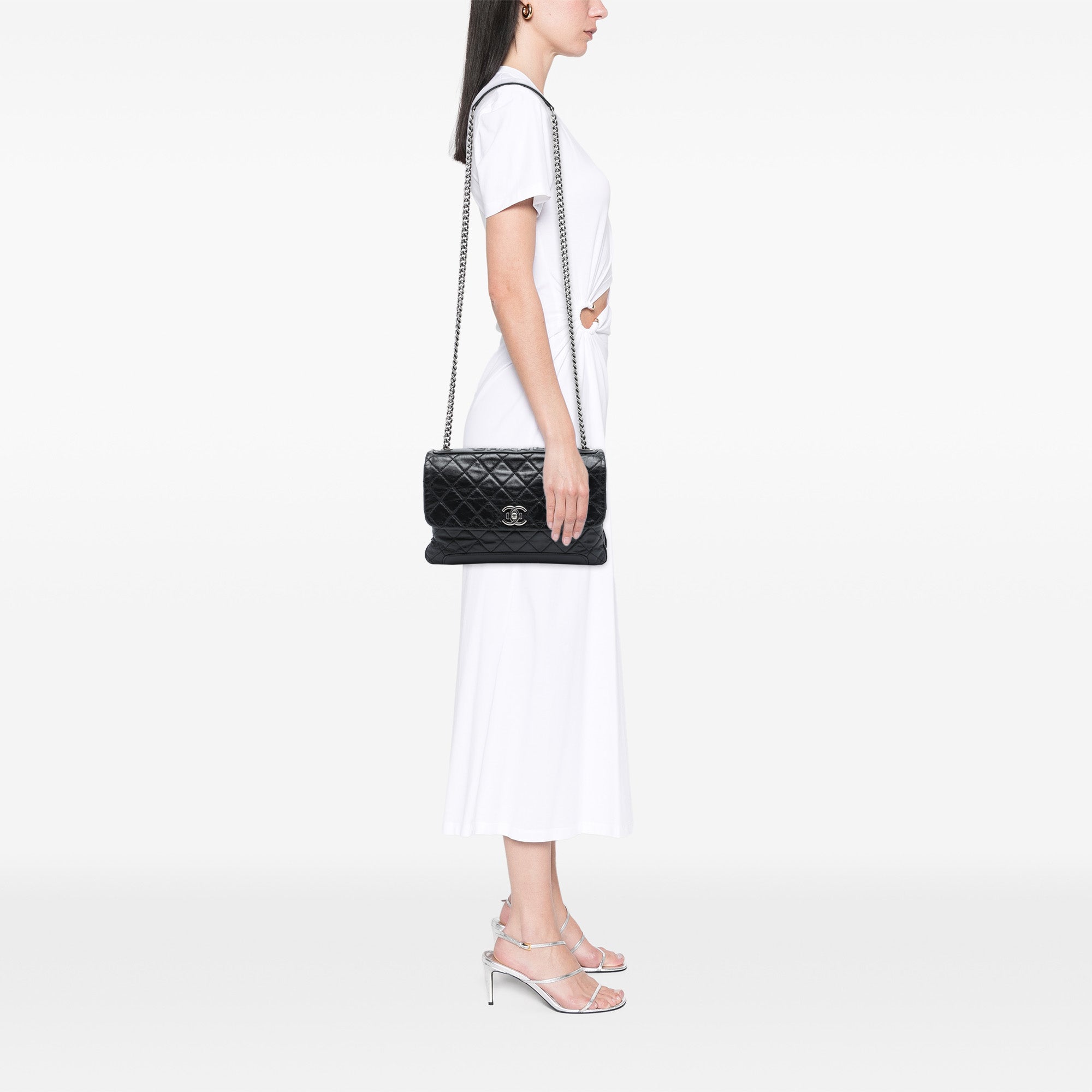 Chanel Quilted Aged Calfskin Logo Accordion Flap - image 6
