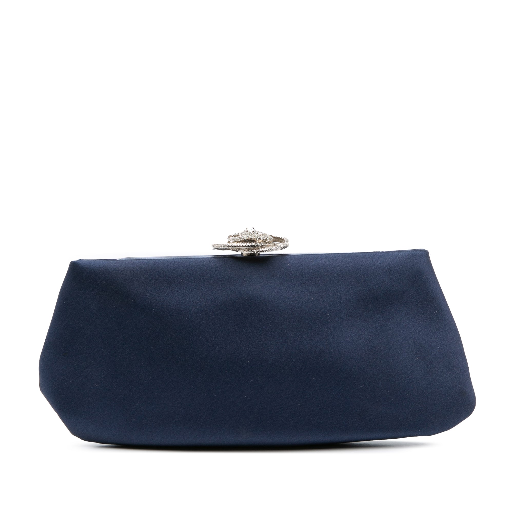 Chanel Satin Crystal Camellia Evening Frame Clutch - image 1