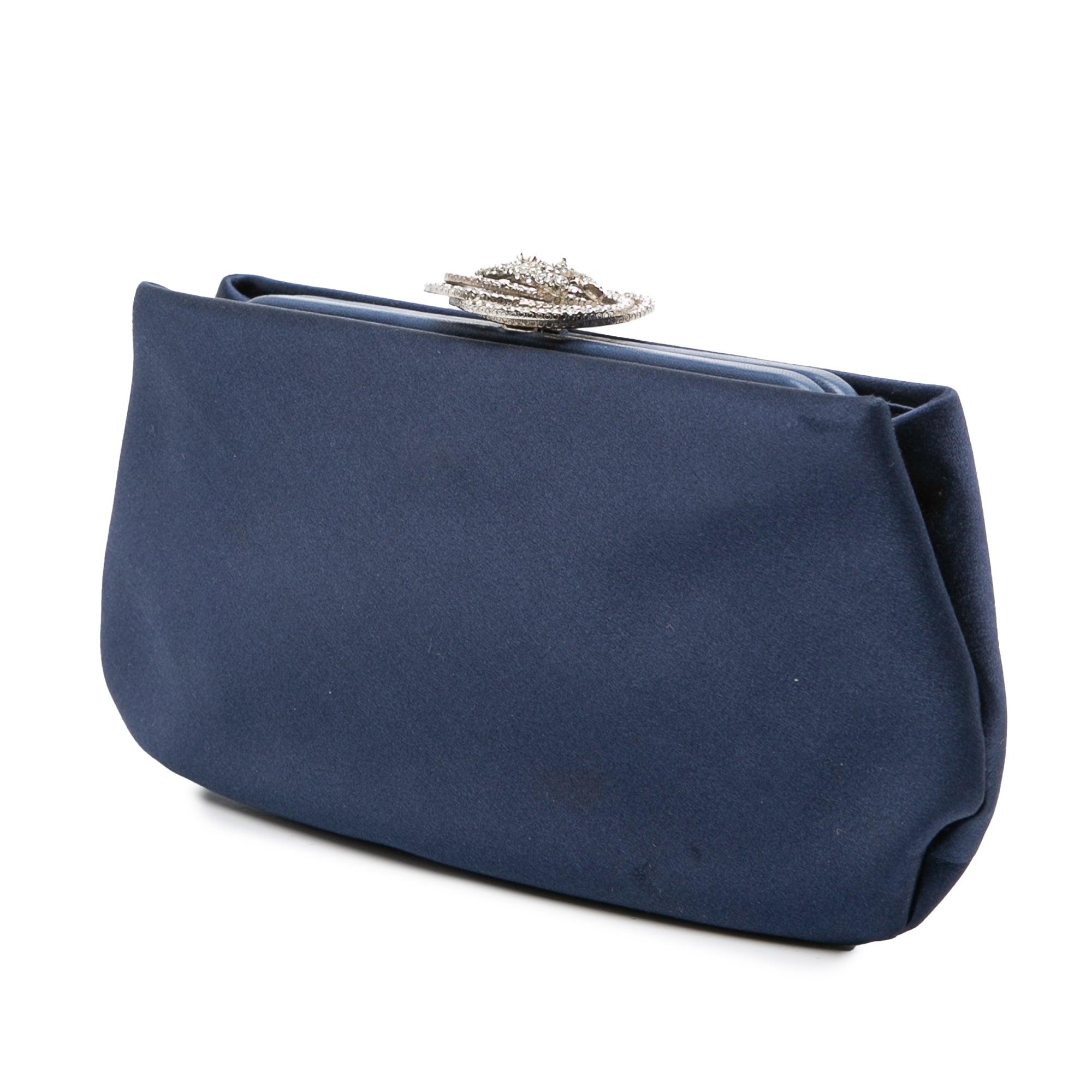 Chanel Satin Crystal Camellia Evening Frame Clutch - image 2