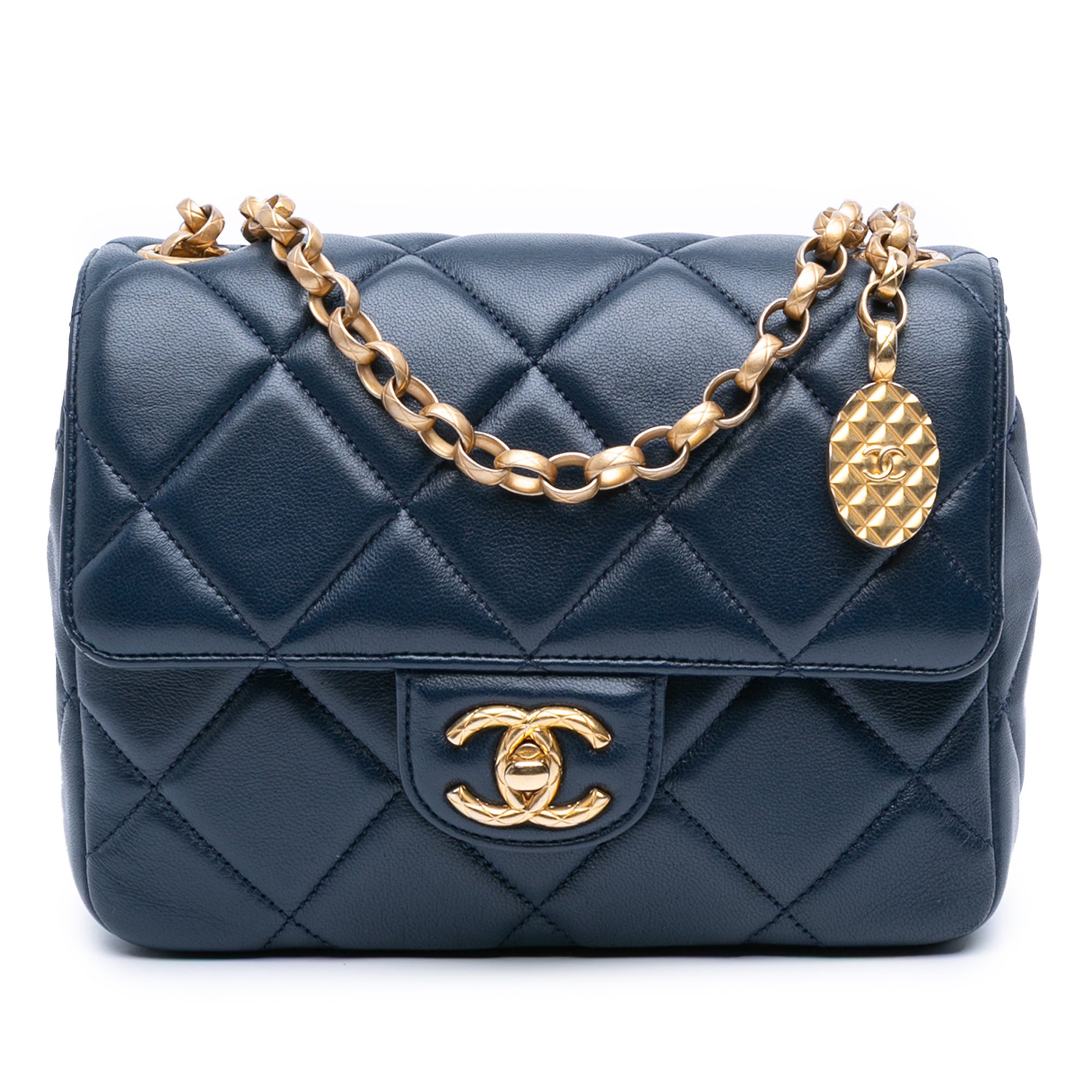 Chanel Mini Square Quilted Lambskin Bijoux Logo Chain Flap - image 1