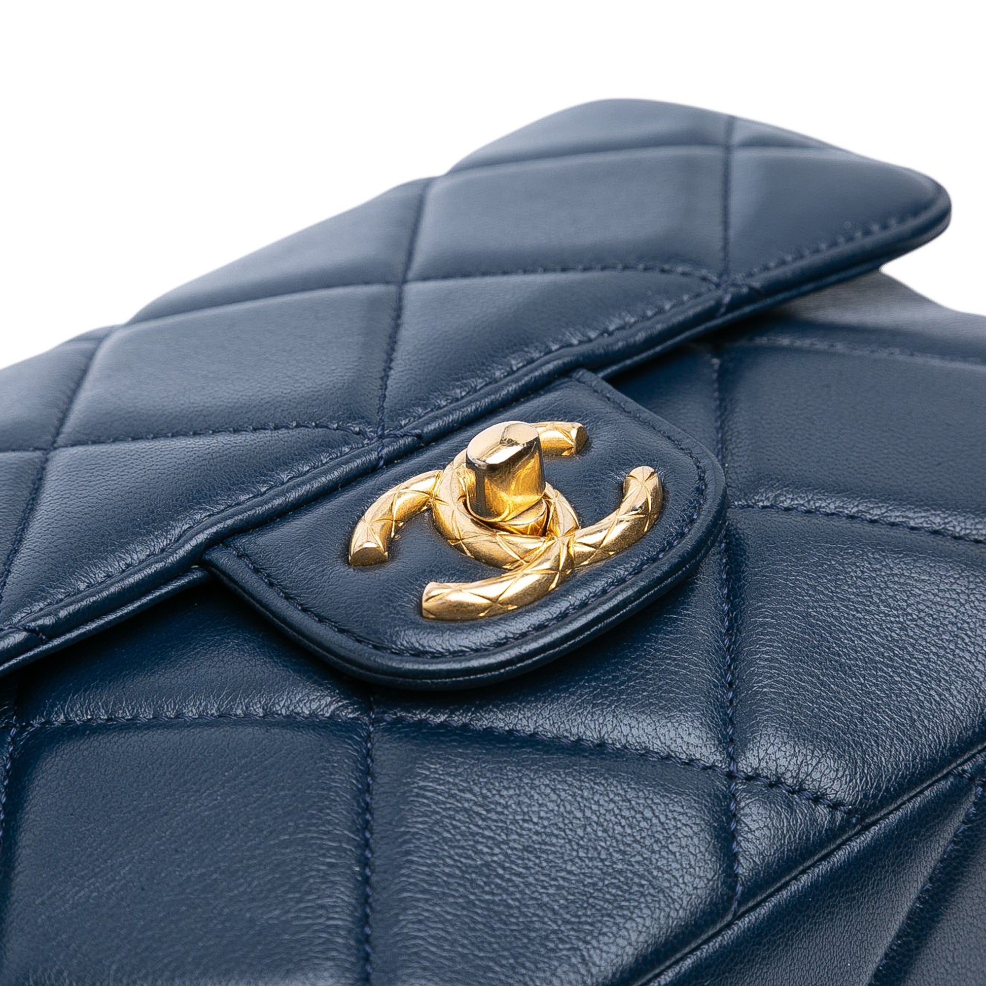 Chanel Mini Square Quilted Lambskin Bijoux Logo Chain Flap - image 7