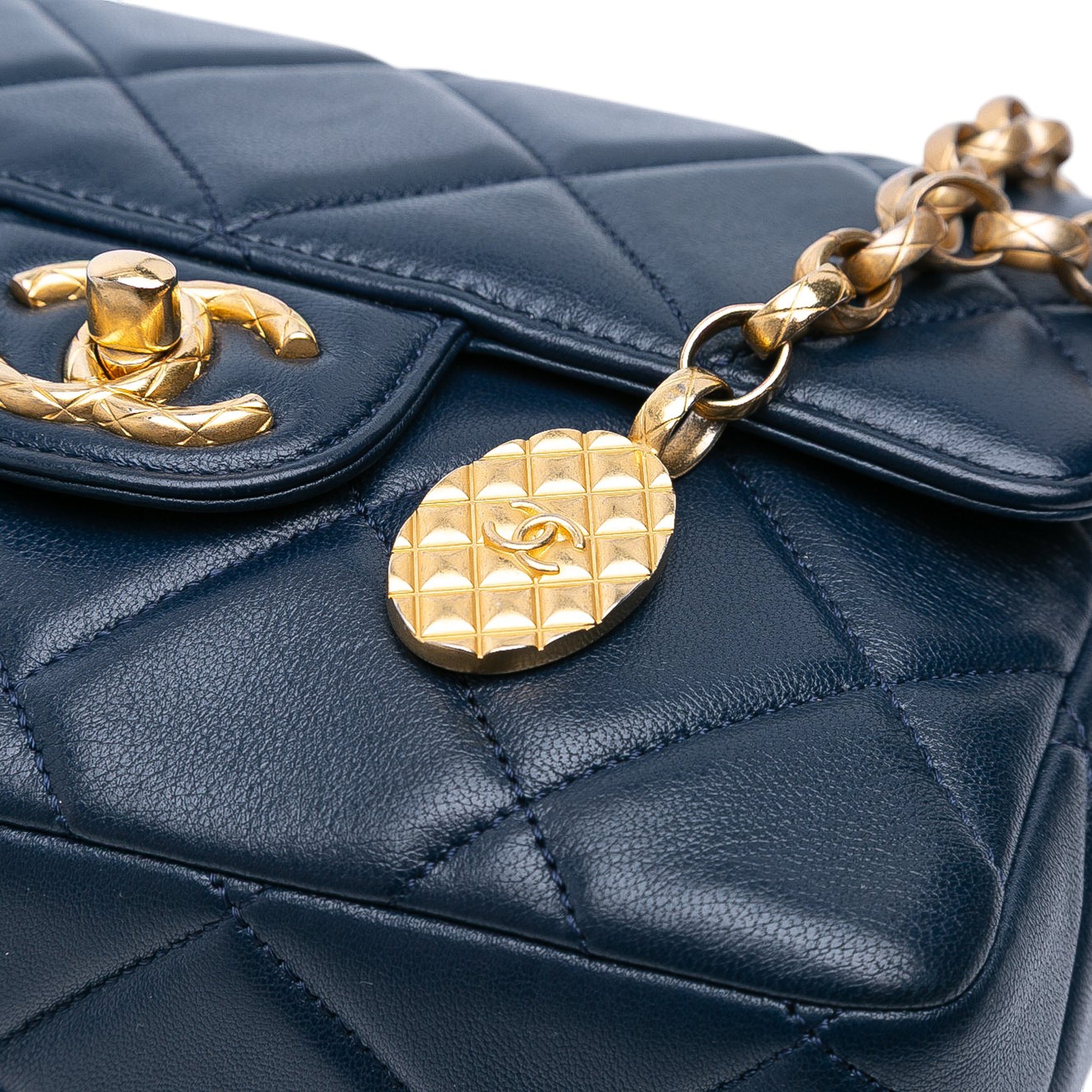 Chanel Mini Square Quilted Lambskin Bijoux Logo Chain Flap - image 8