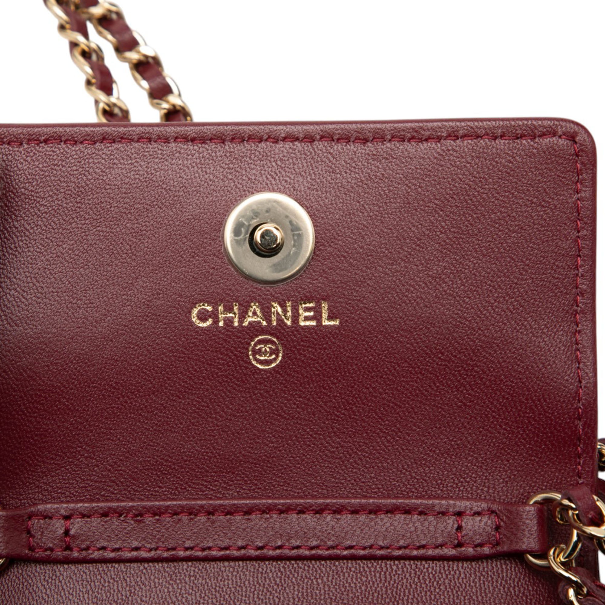 Chanel CC Quilted Lambskin Card Holder On Chain - image 5