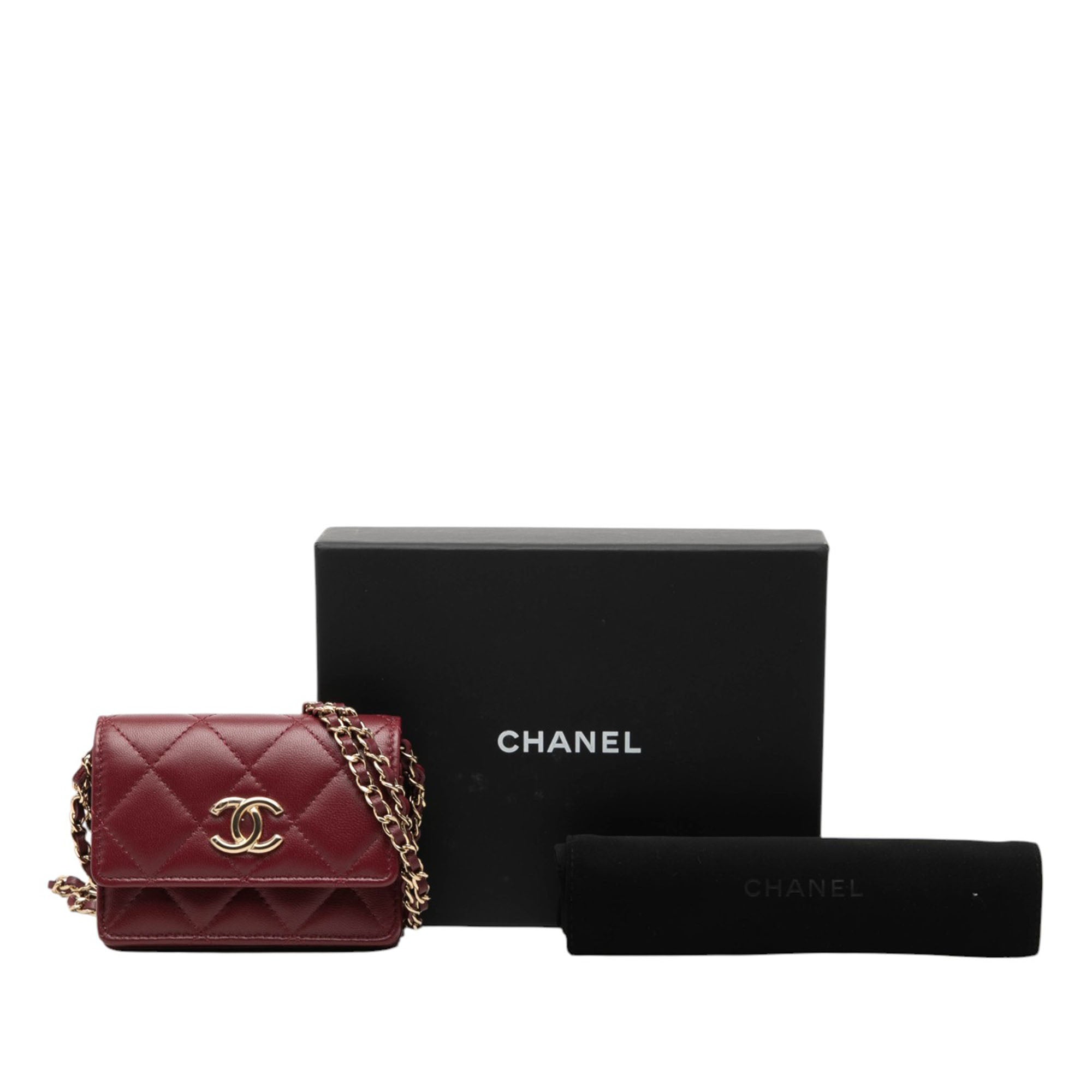 Chanel CC Quilted Lambskin Card Holder On Chain - image 8