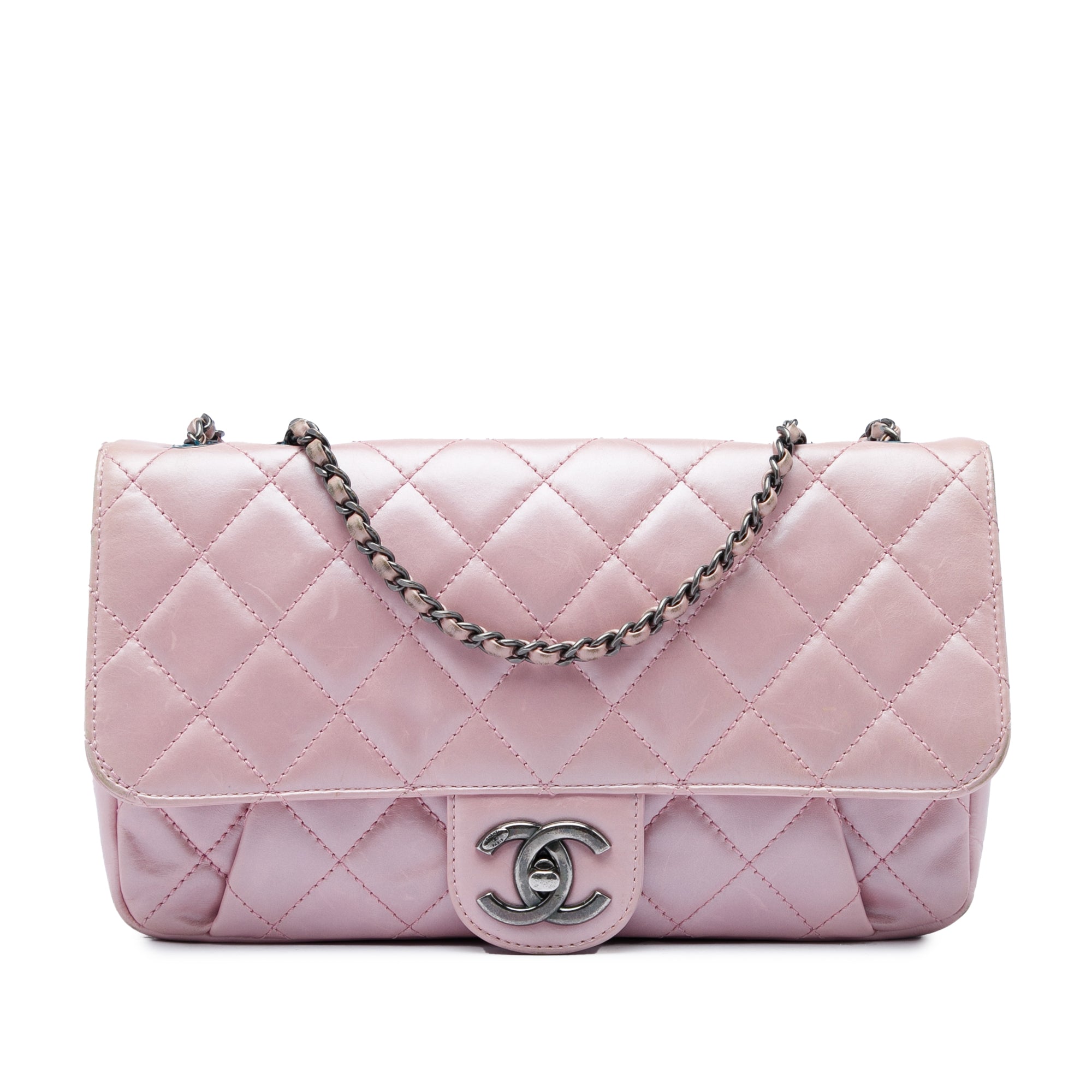 Chanel Medium Quilted Metallic Calfskin Coco Pleats Chain Flap - image 1