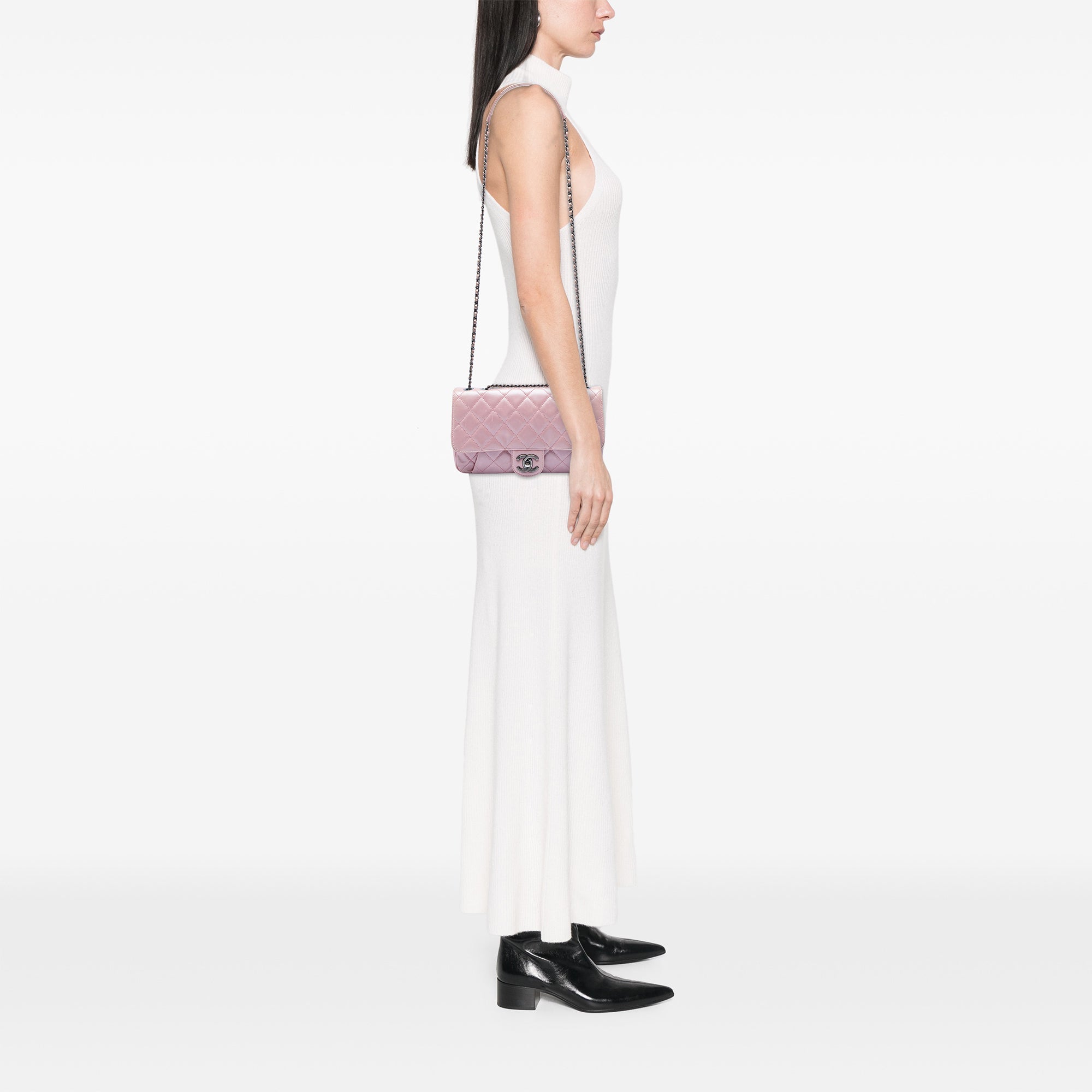 Chanel Medium Quilted Metallic Calfskin Coco Pleats Chain Flap - image 6