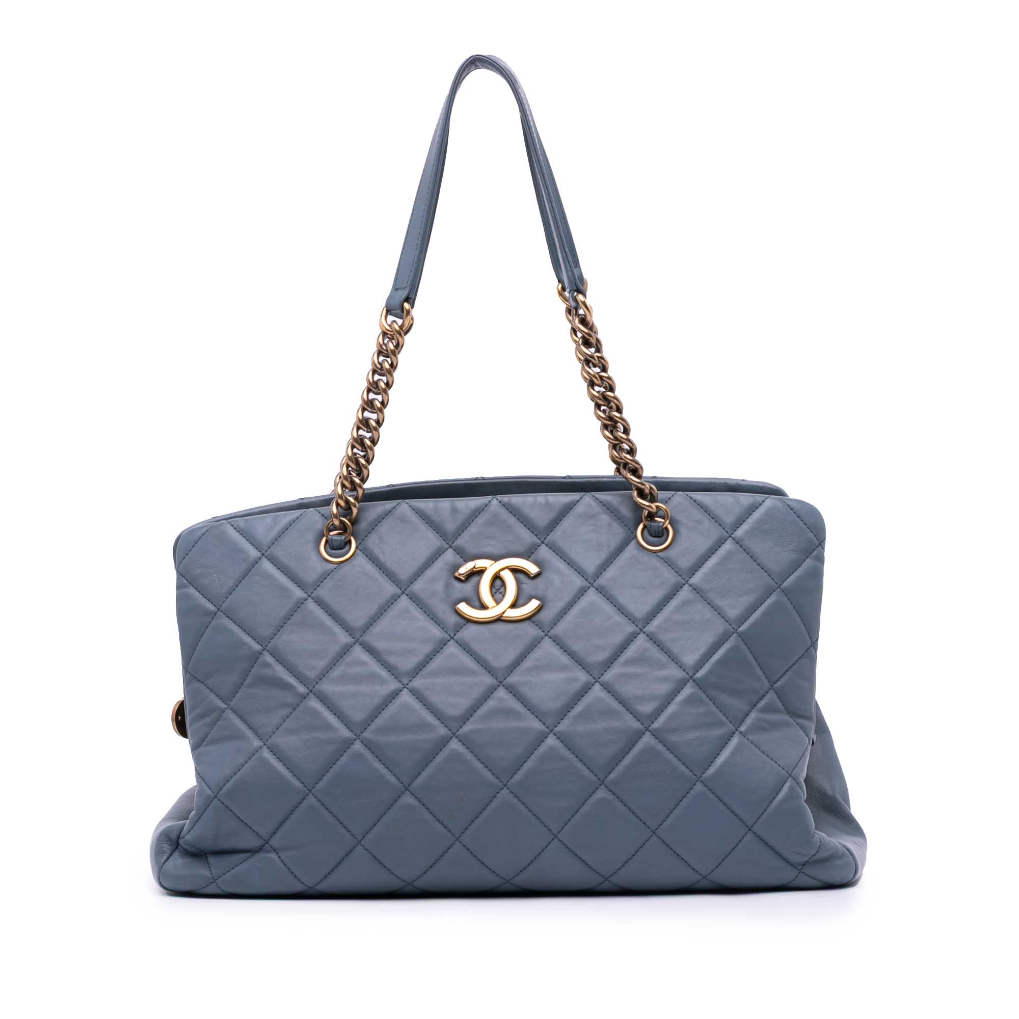 Chanel Large Quilted Calfskin CC Crown Tote - image 1