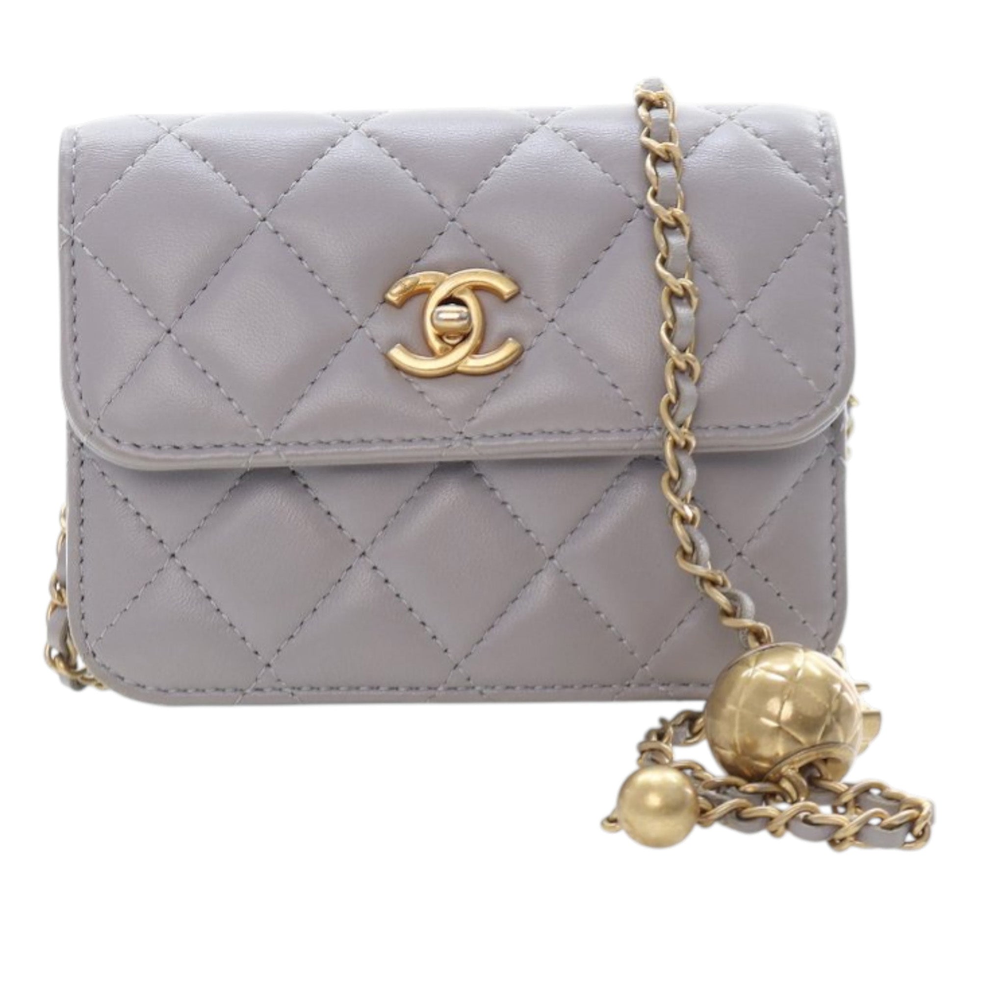 Chanel Mini Quilted Lambskin Pearl Crush Clutch with Chain - image 1