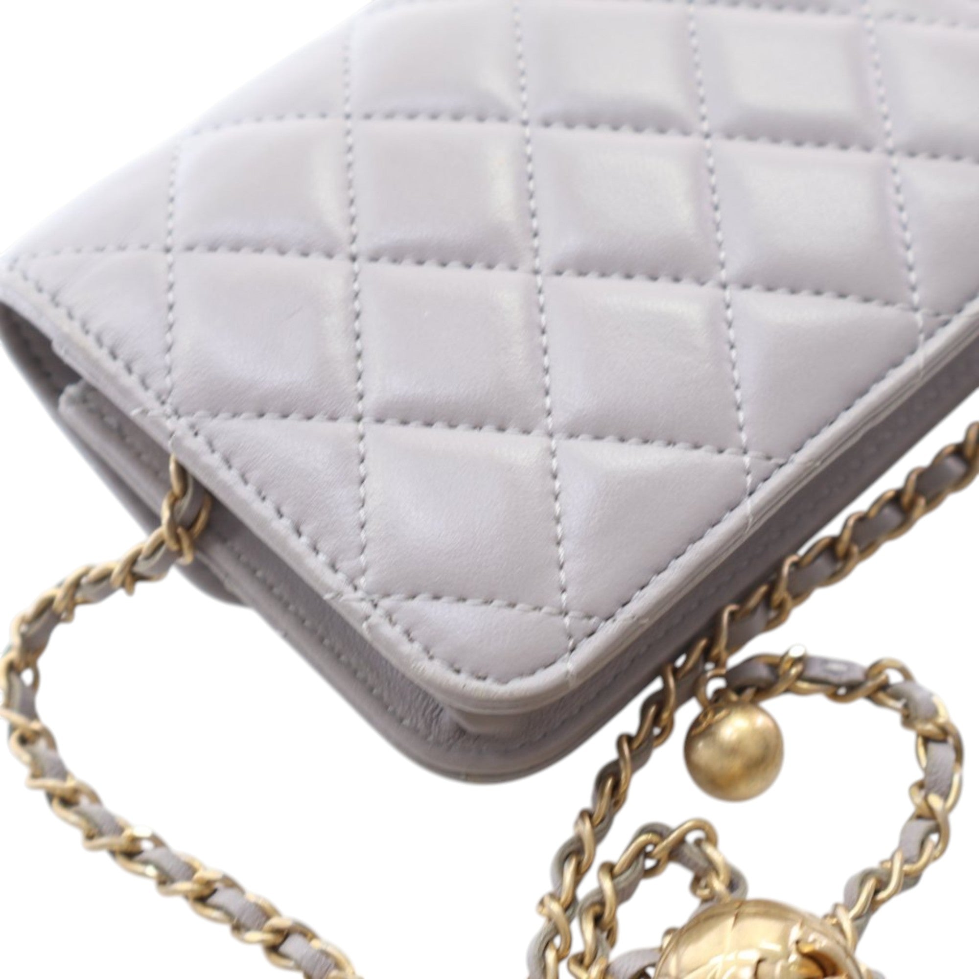 Chanel Mini Quilted Lambskin Pearl Crush Clutch with Chain - image 12
