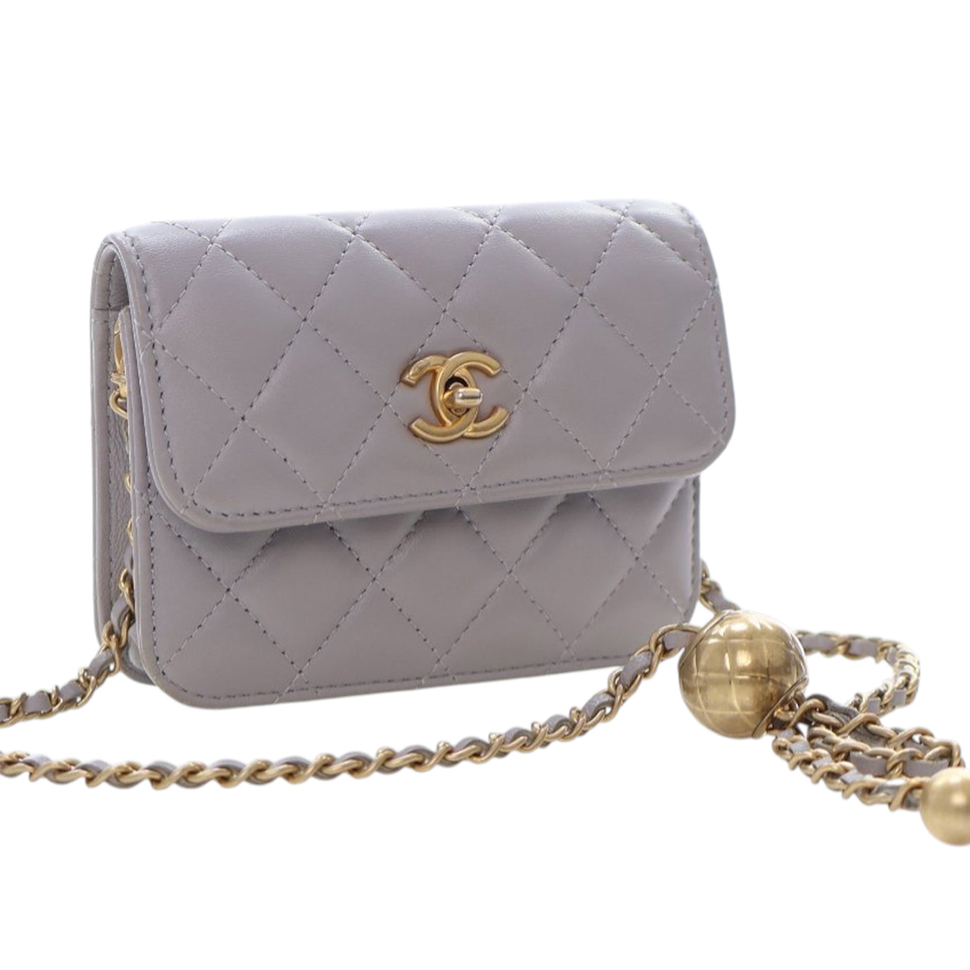Chanel Mini Quilted Lambskin Pearl Crush Clutch with Chain - image 2