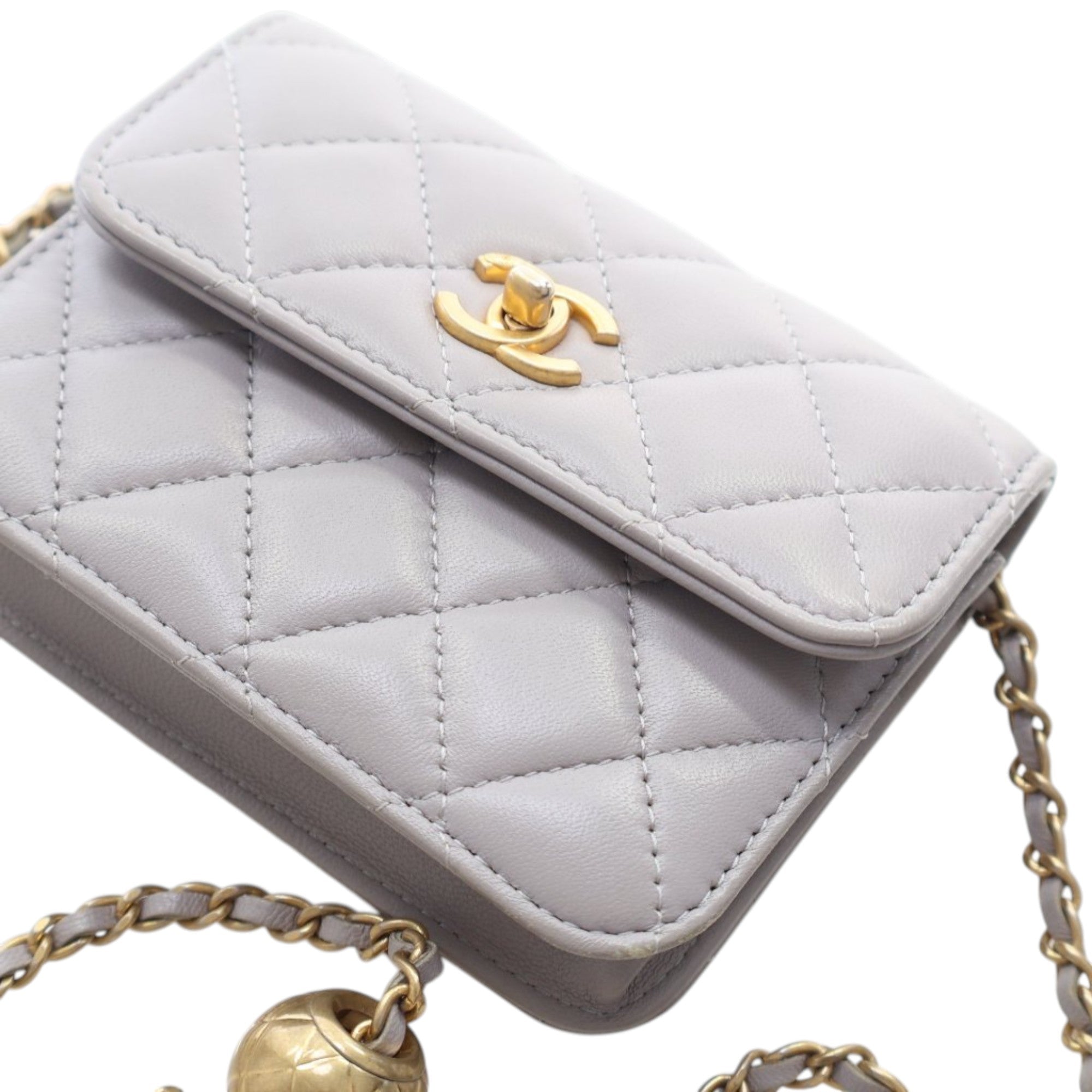 Chanel Mini Quilted Lambskin Pearl Crush Clutch with Chain - image 8