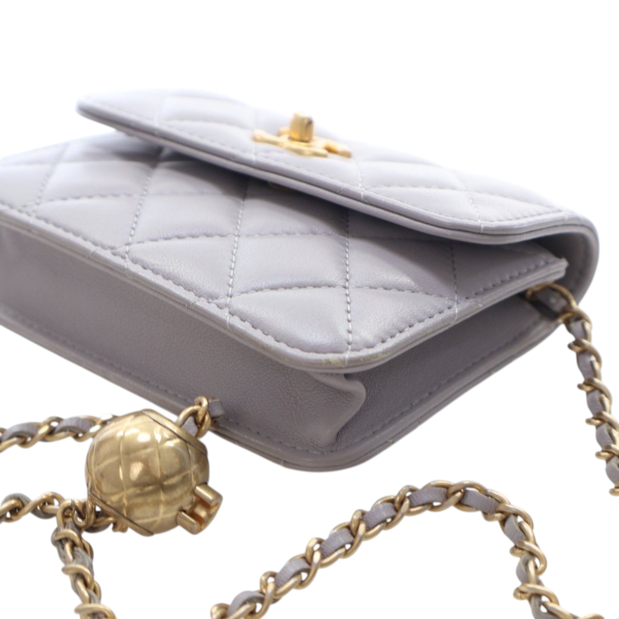 Chanel Mini Quilted Lambskin Pearl Crush Clutch with Chain - image 9