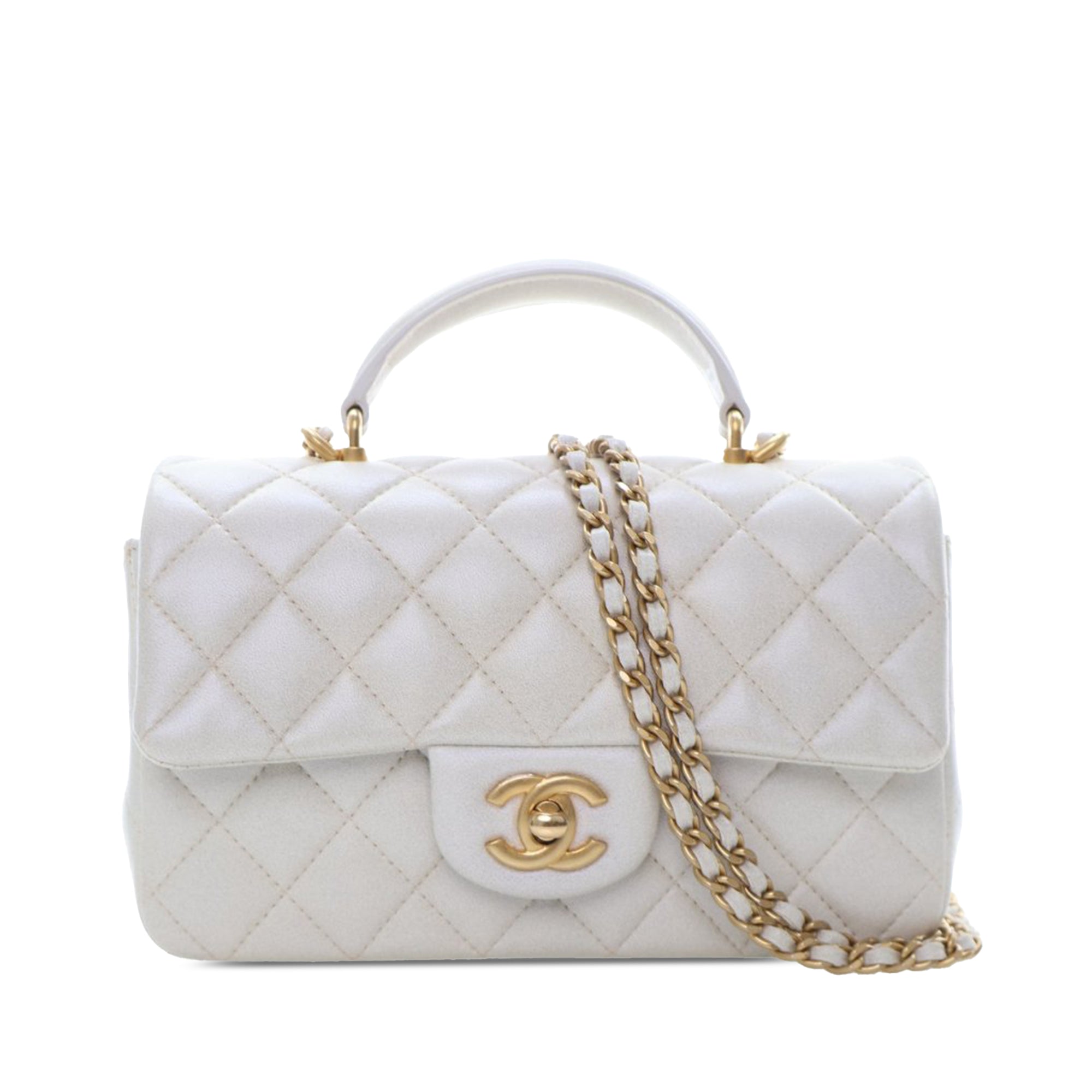 Chanel Mini Rectangular Quilted Iridescent Lambskin Top Handle Flap - image 1