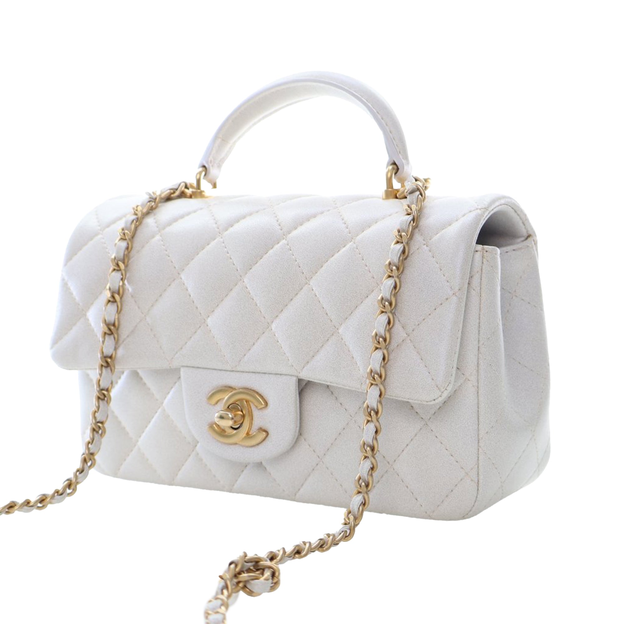 Chanel Mini Rectangular Quilted Iridescent Lambskin Top Handle Flap - image 11