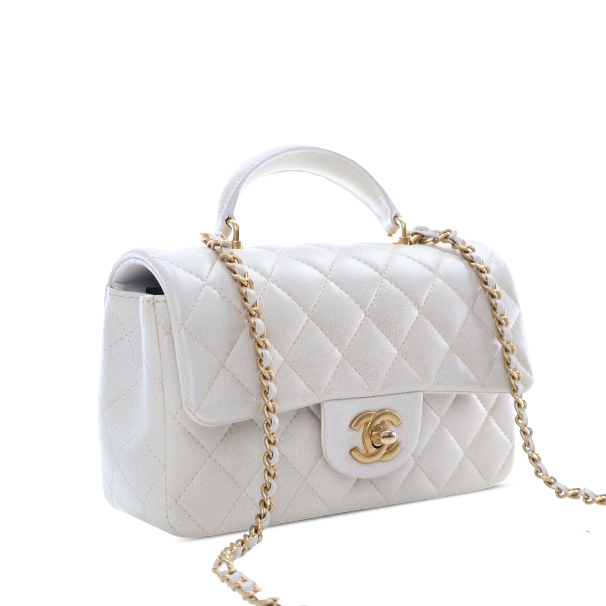 Chanel Mini Rectangular Quilted Iridescent Lambskin Top Handle Flap - image 2