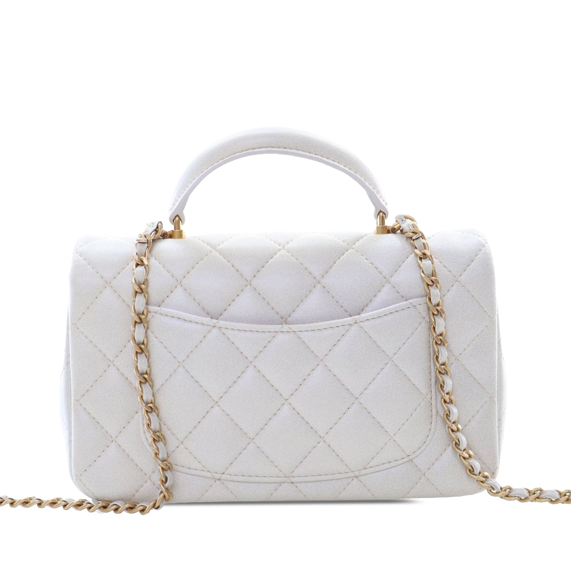 Chanel Mini Rectangular Quilted Iridescent Lambskin Top Handle Flap - image 3