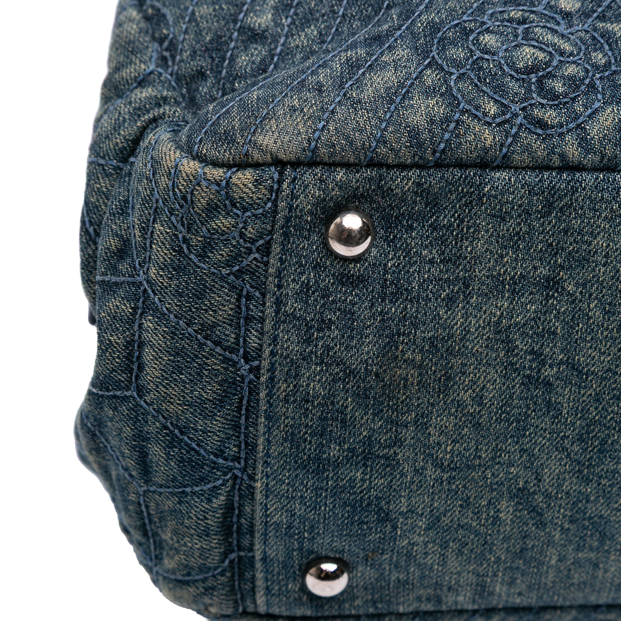 Chanel Denim Camellia Embroidered Shopping Tote - image 7