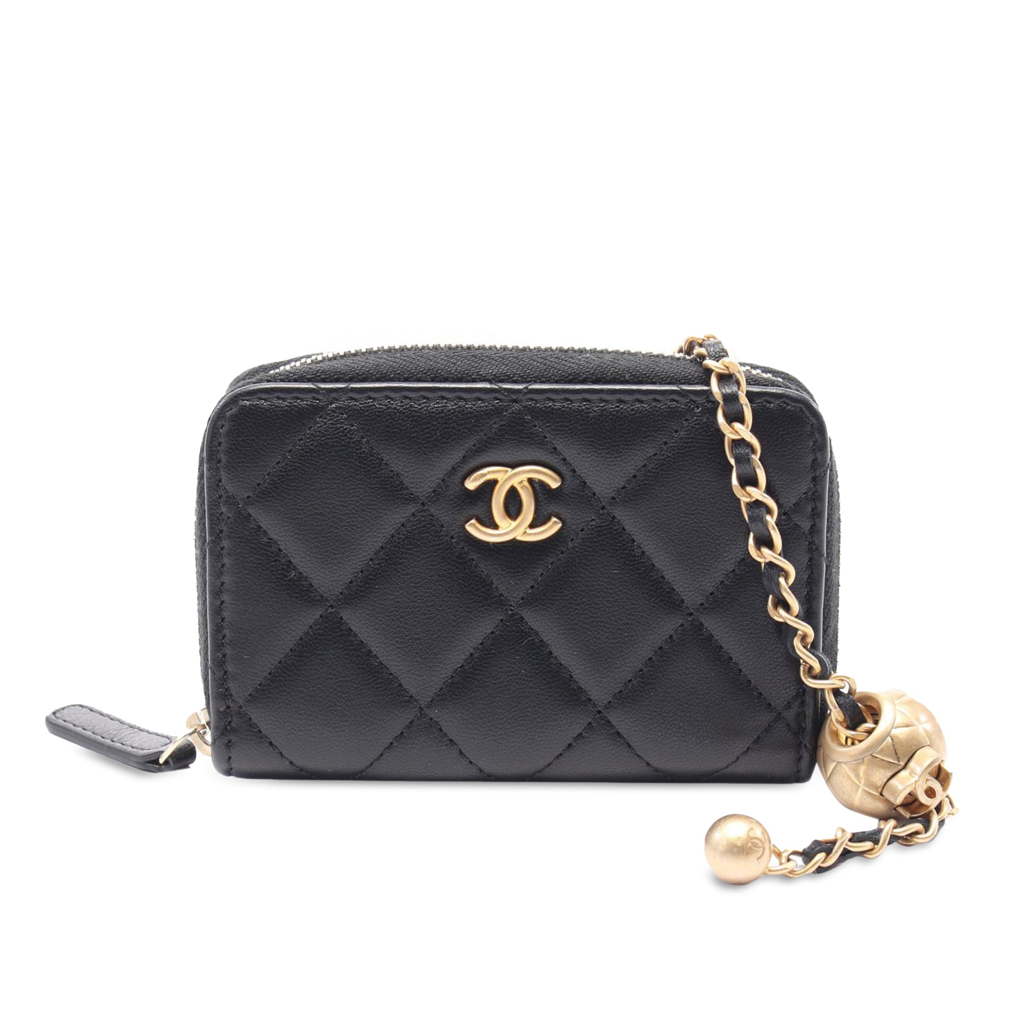 Chanel Mini Lambskin Pearl Crush Card Holder On Chain - image 1