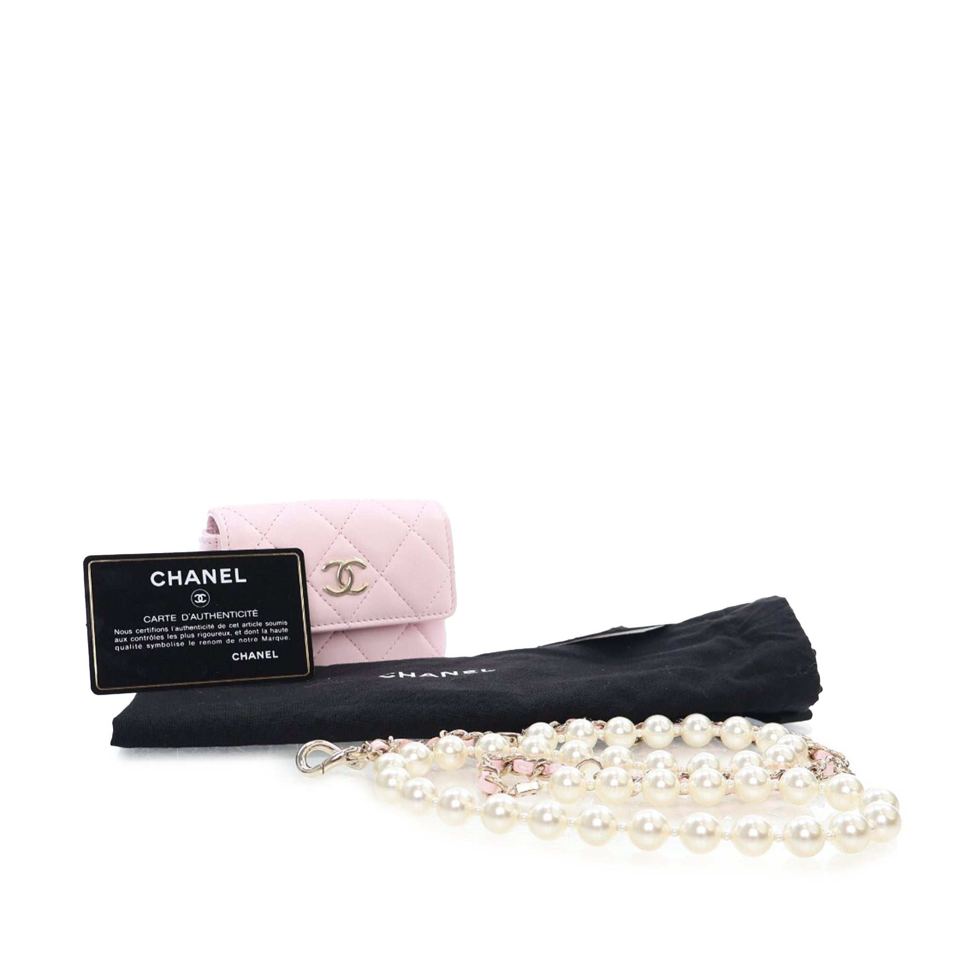 Chanel Quilted Lambskin Pearl Chain Belt Bag - image 10