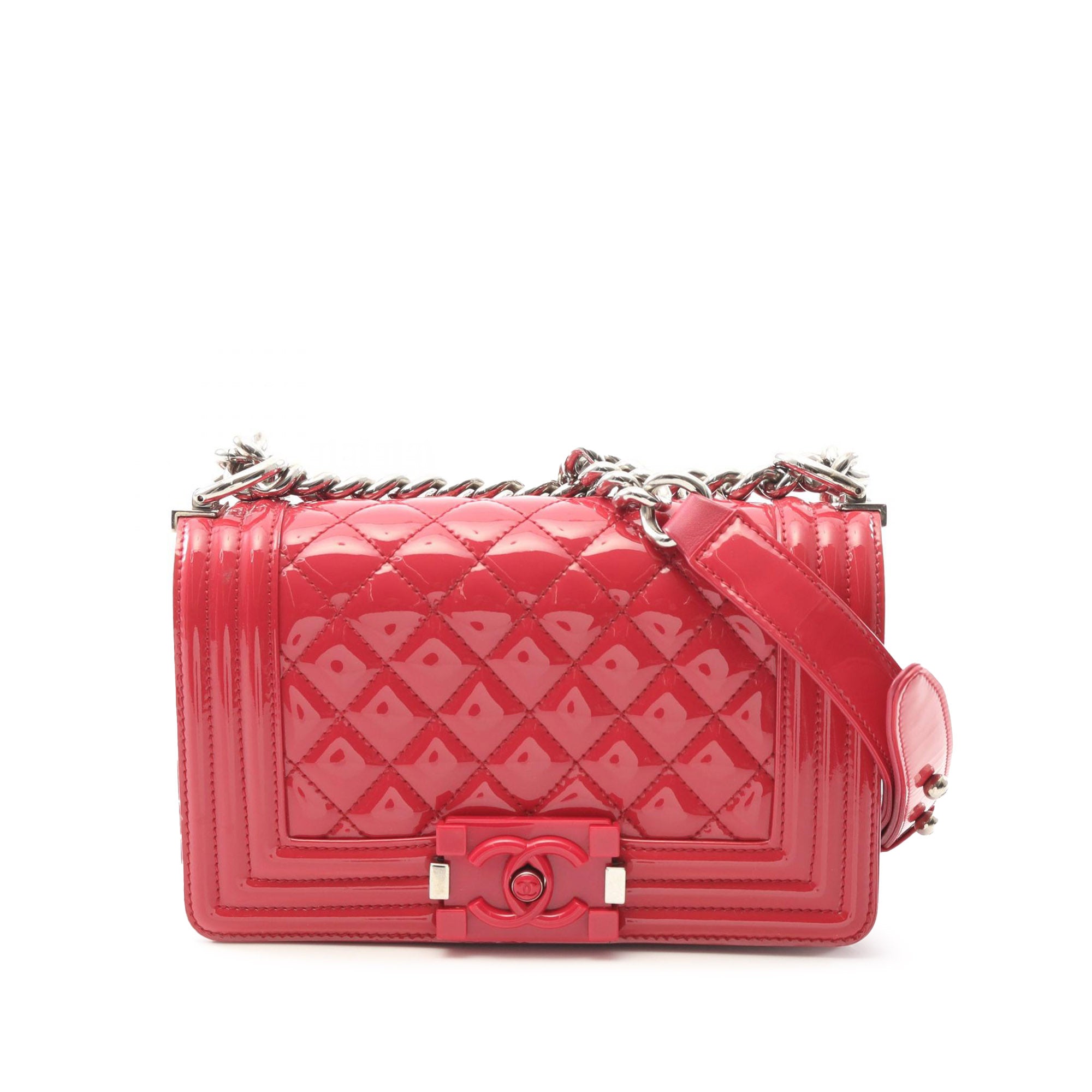 Chanel Small Quilted Patent and Acrylic Boy Flap - image 1