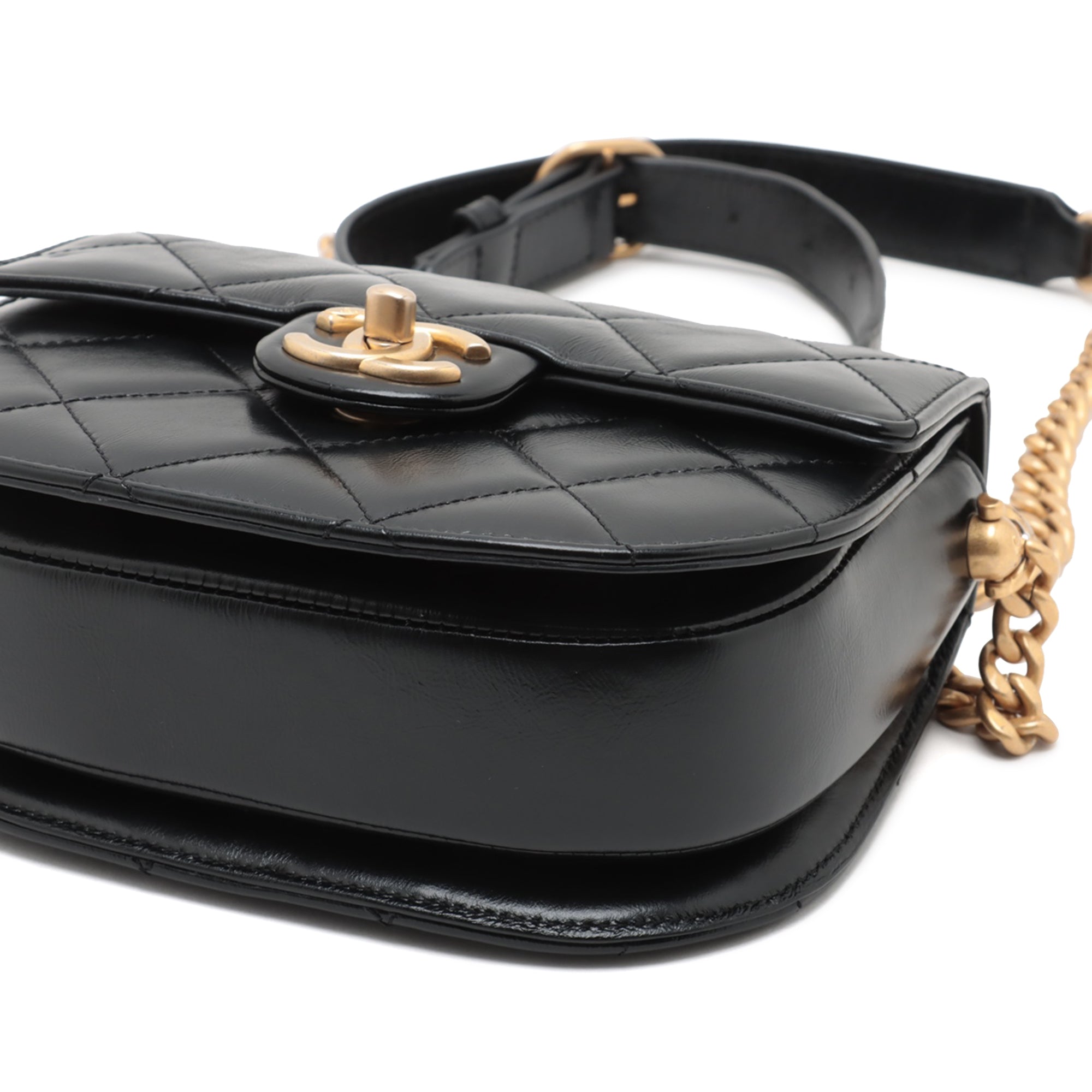Chanel Mini CC Quilted Shiny Calfskin Round Moon Messenger Flap - image 7