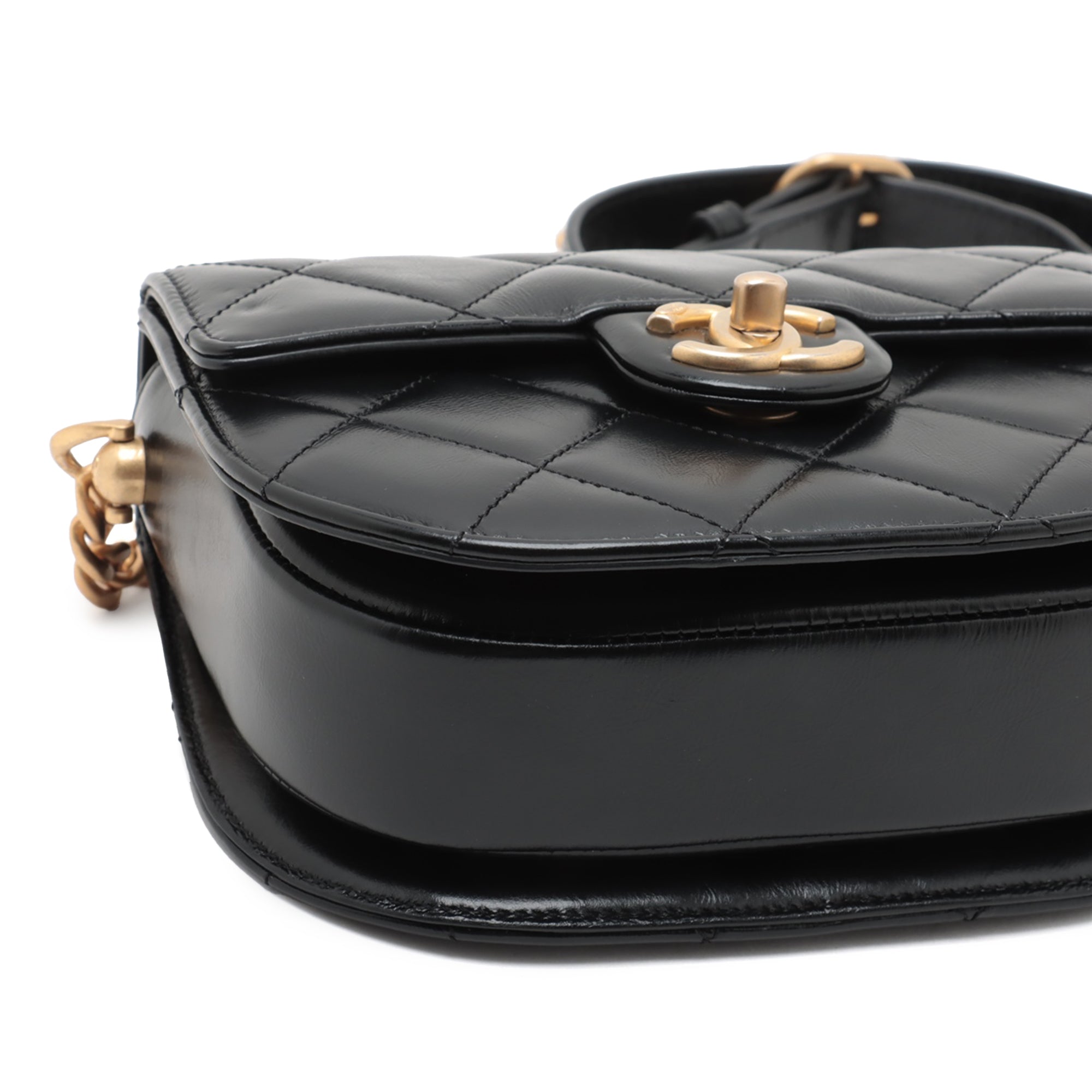 Chanel Mini CC Quilted Shiny Calfskin Round Moon Messenger Flap - image 8