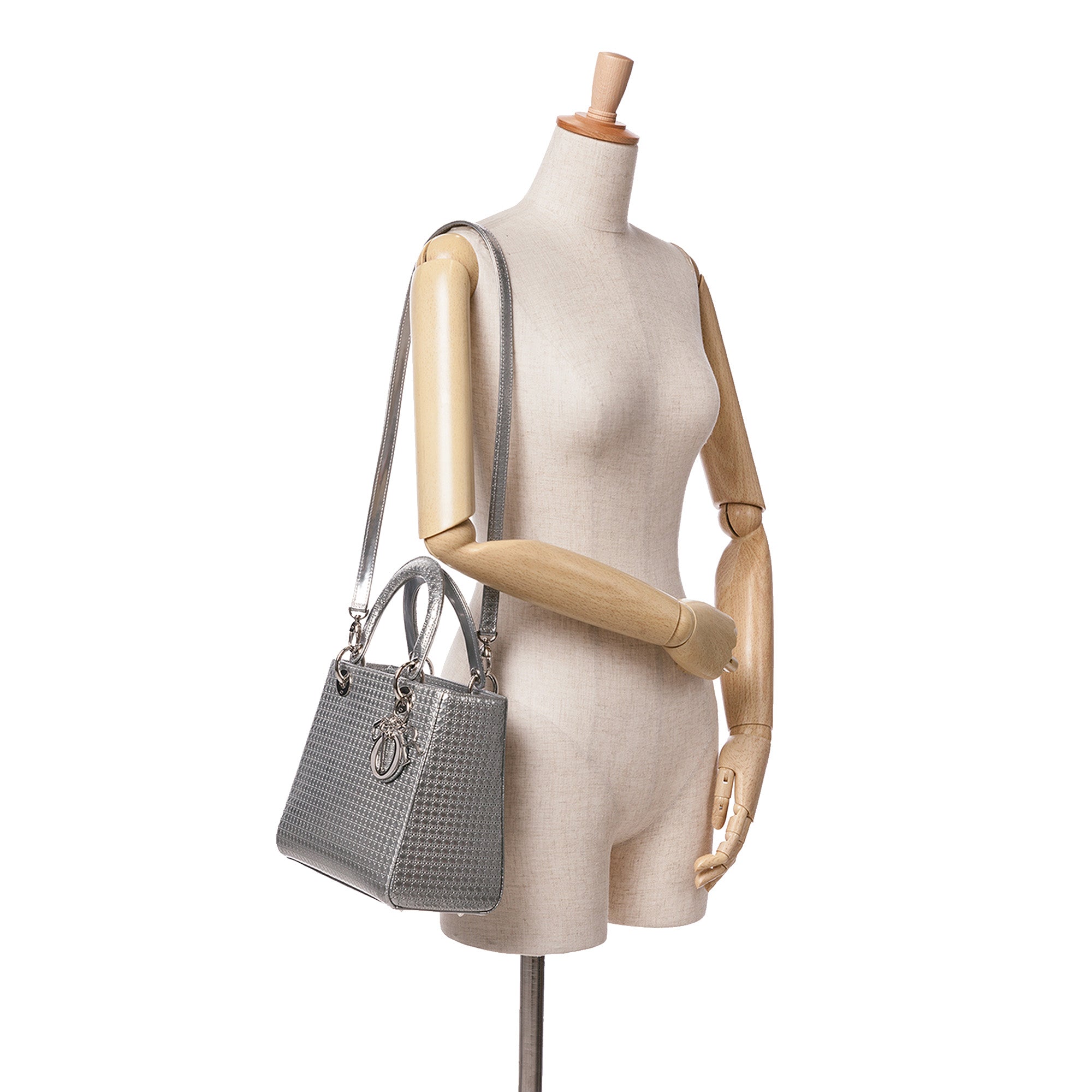Dior Medium Metallic Patent Microcannage Lady Dior - image 8