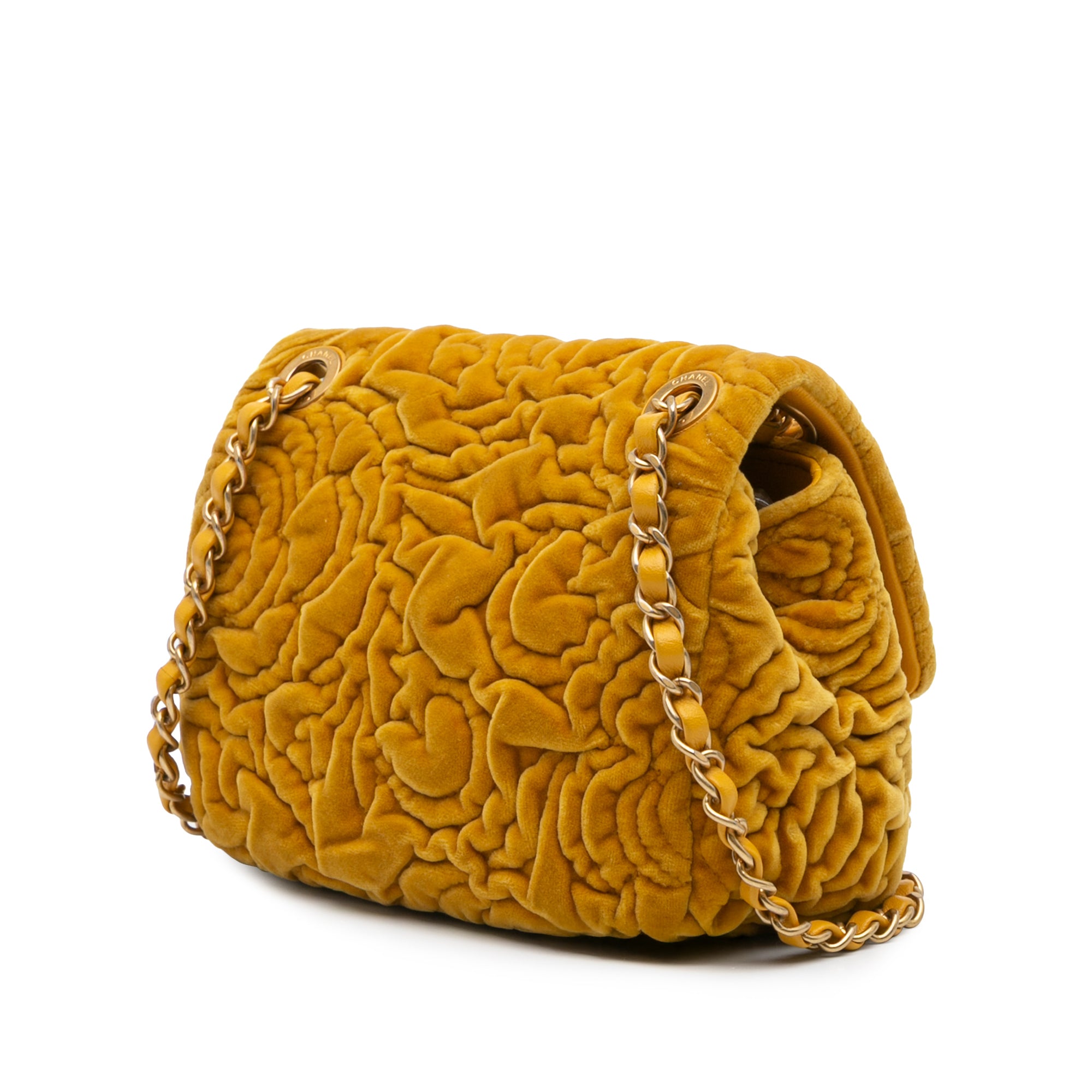 Chanel Mini Square Velvet Camellia Embossed Flap - image 2