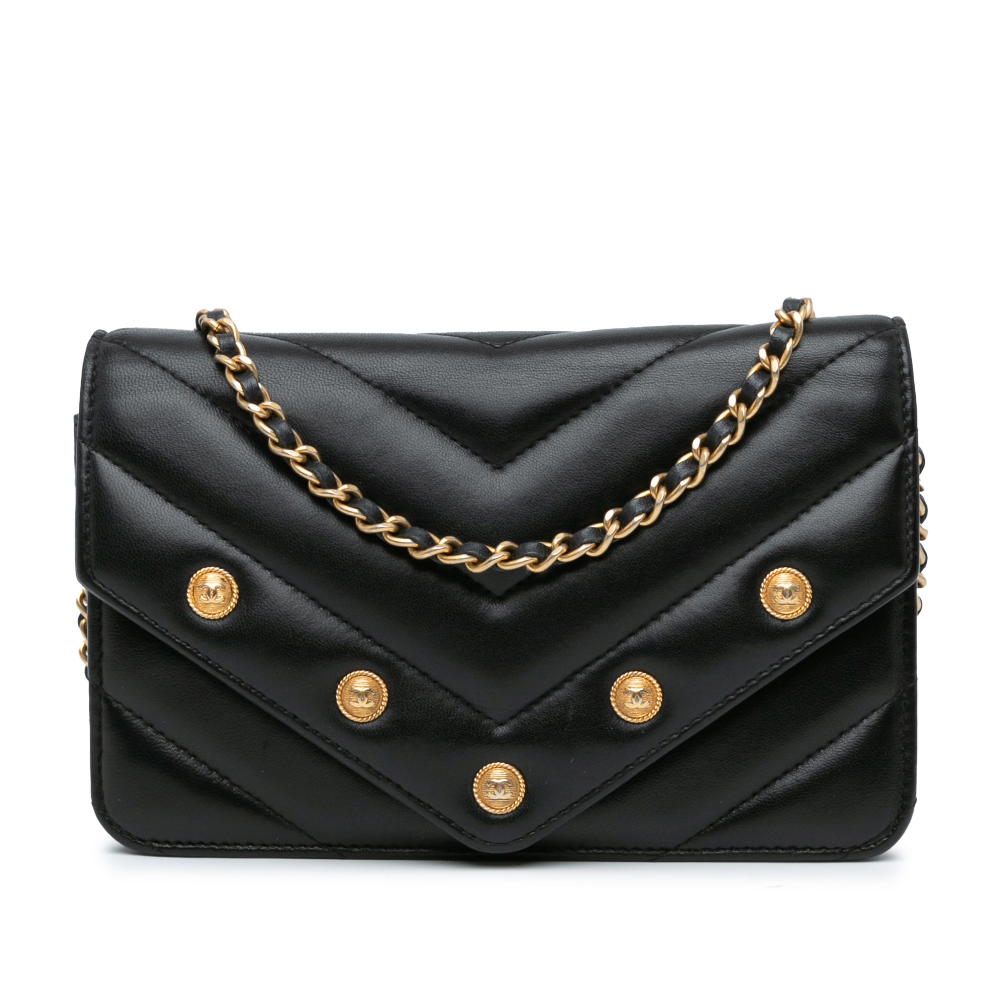 Chanel Chevron Lambskin Button Wallet On Chain - image 1