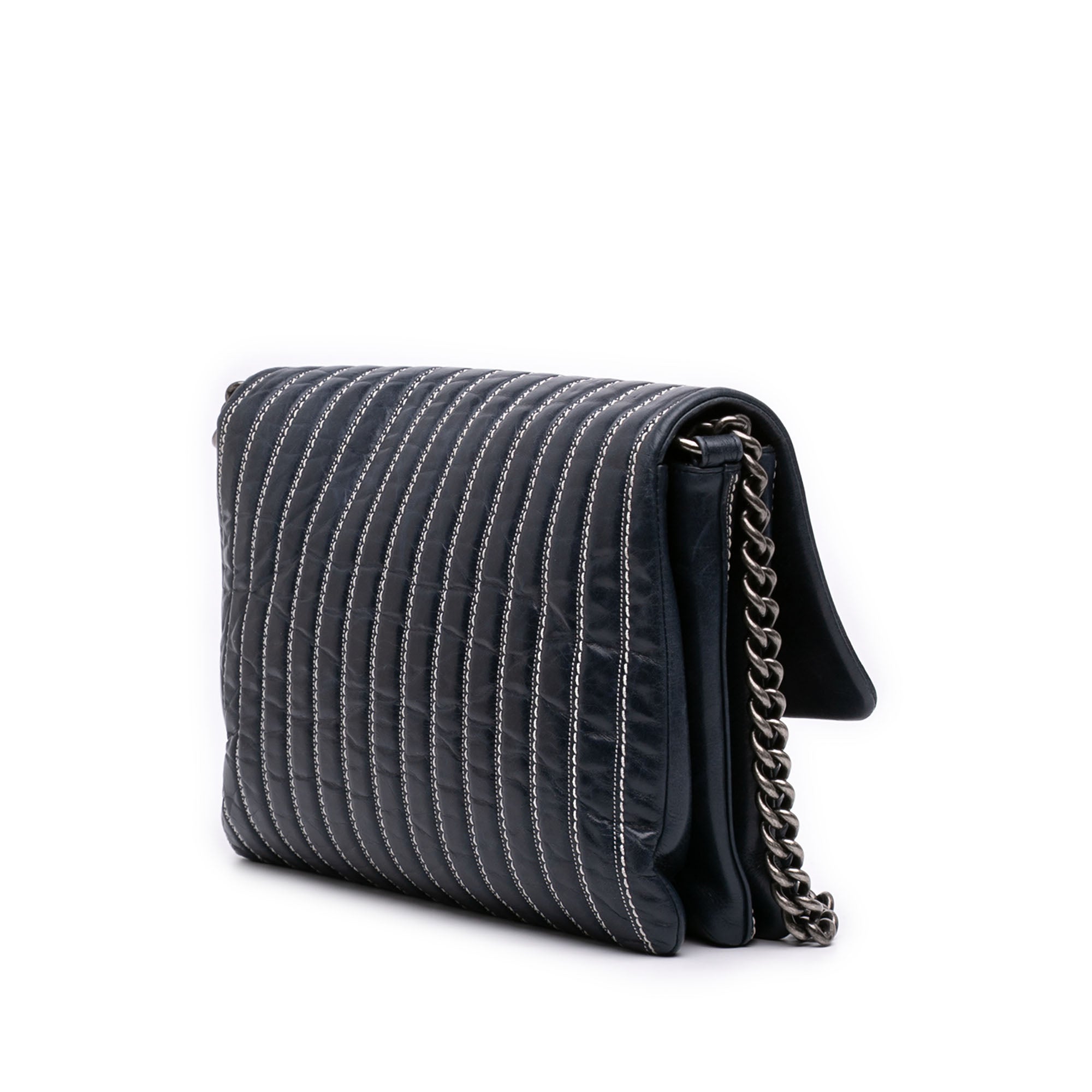 Chanel Large Vertical Quilted Lambskin Stitched Single Flap - image 2