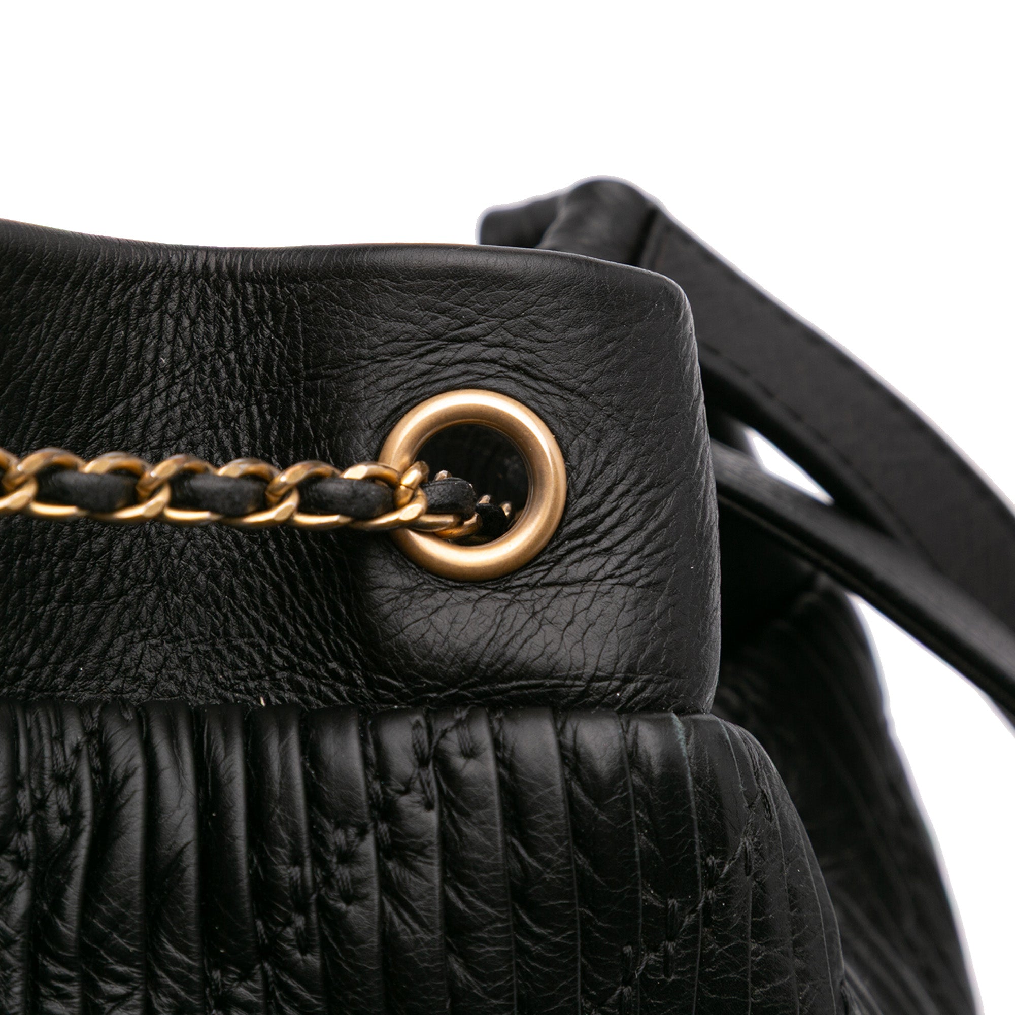 Chanel Medium Crumpled Calfskin Coco Pleats Drawstring Bucket Bag - image 8