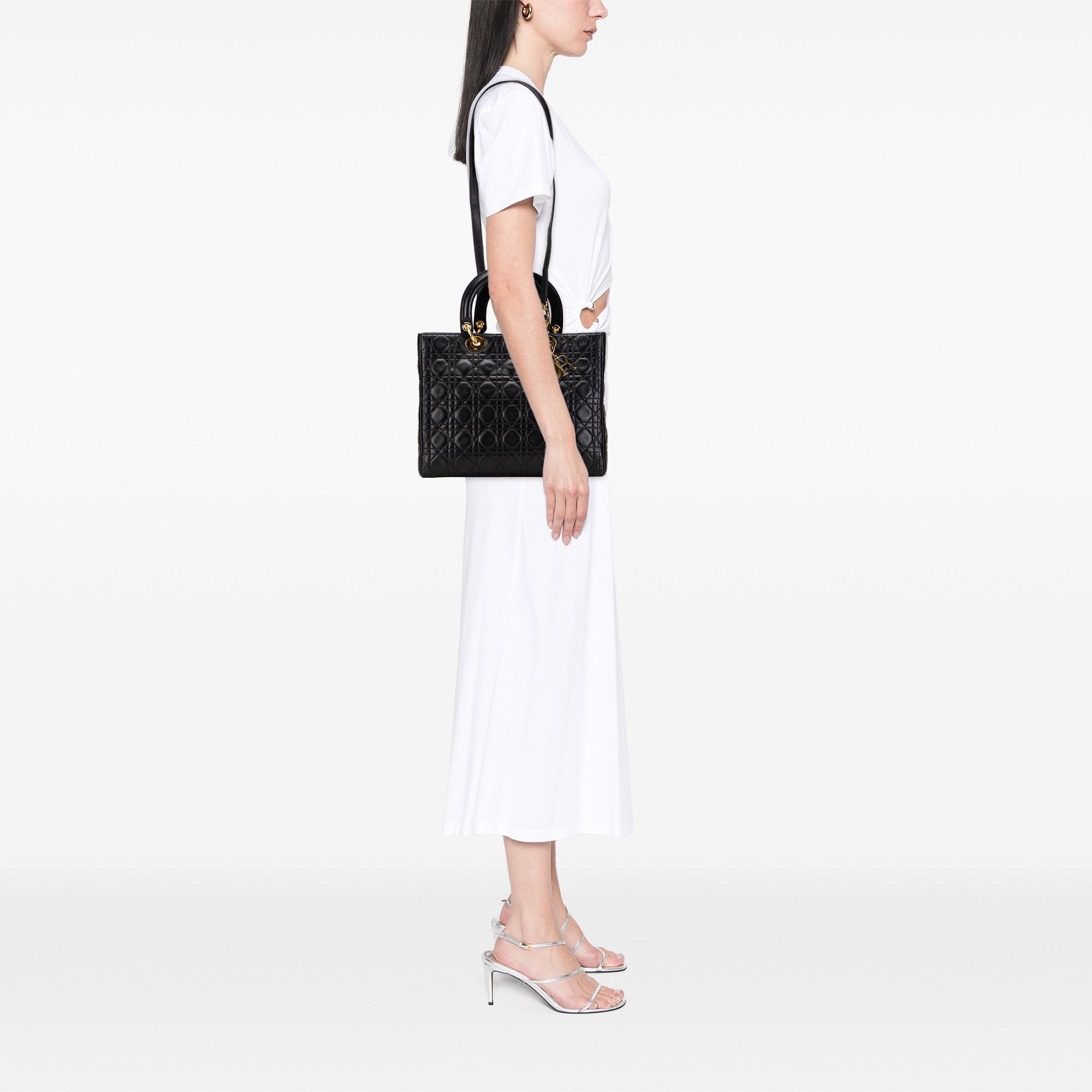 Dior Large Lambskin Cannage Lady Dior - image 9