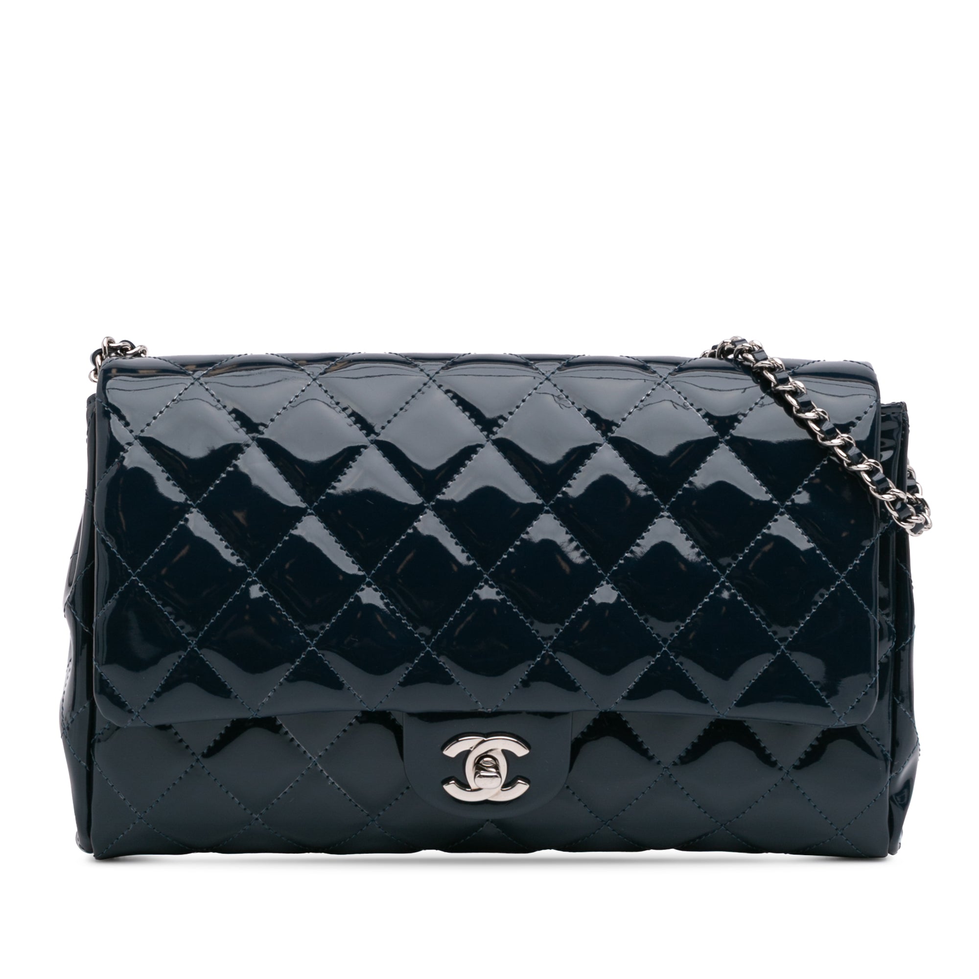 Chanel CC Quilted Patent Clutch With Chain - image 1