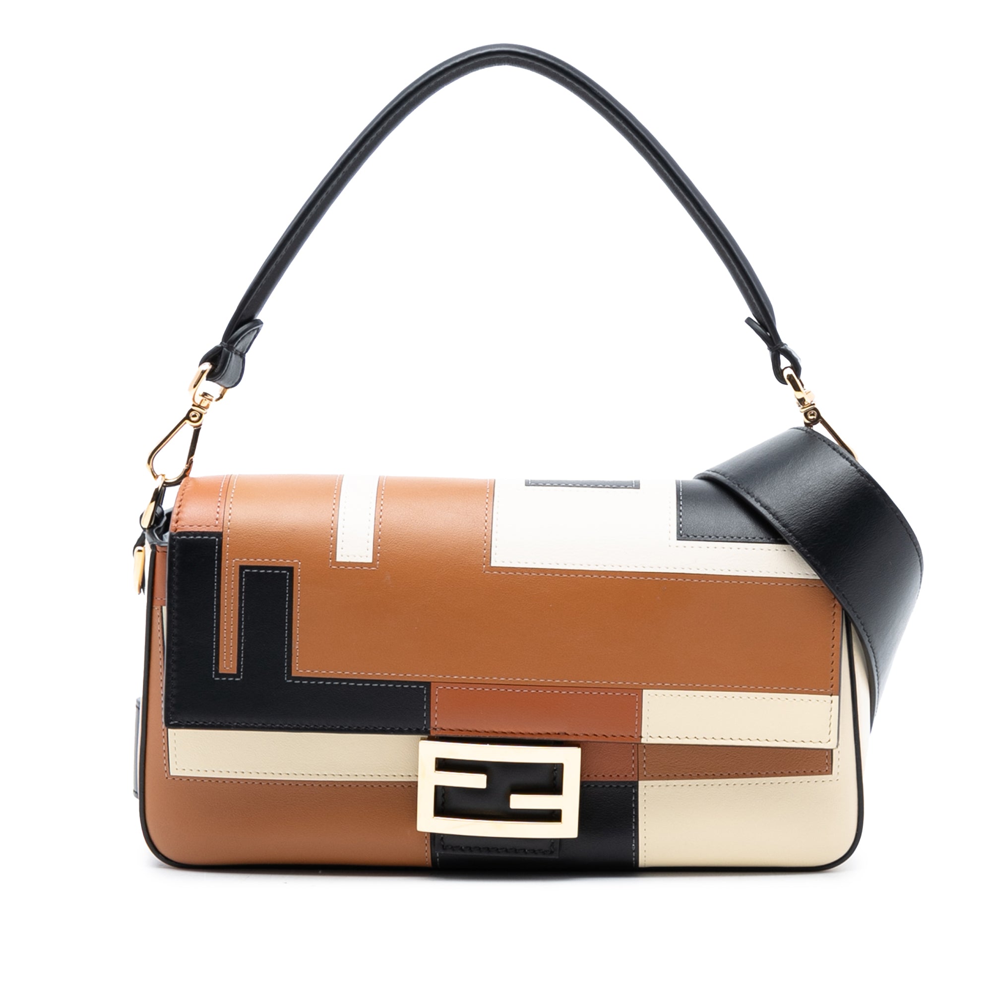 Fendi Leather Geometric Baguette Satchel - image 1