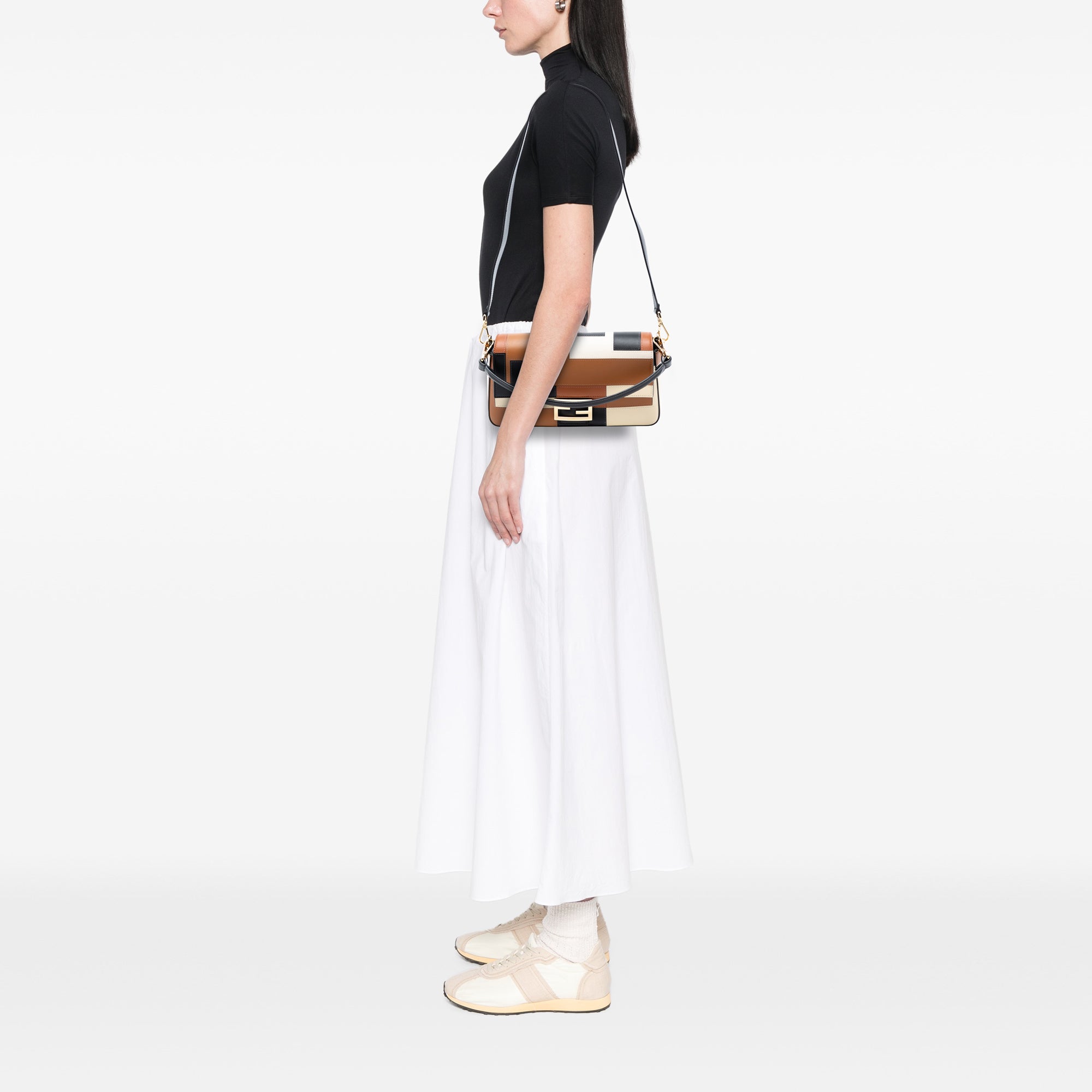 Fendi Leather Geometric Baguette Satchel - image 7