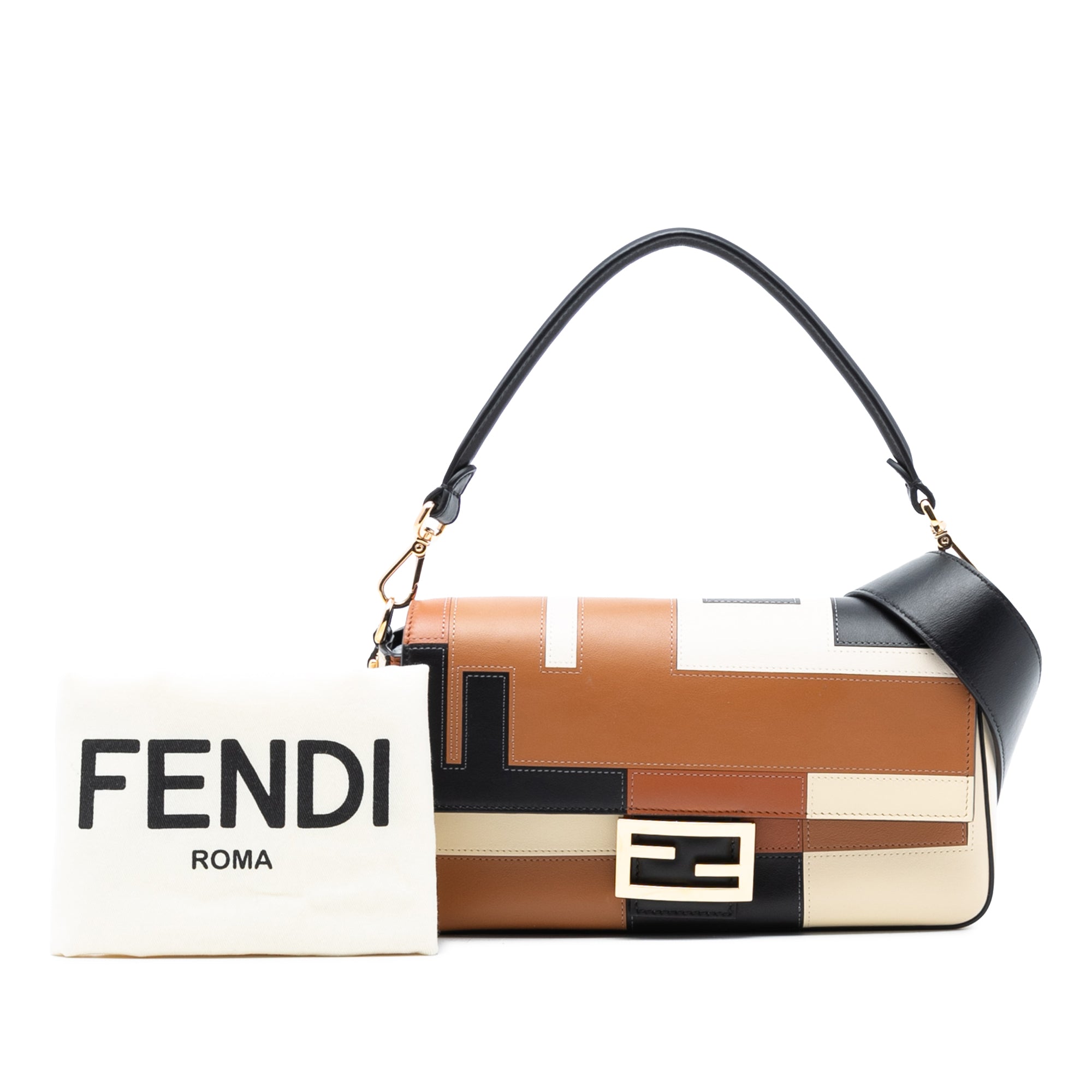 Fendi Leather Geometric Baguette Satchel - image 8