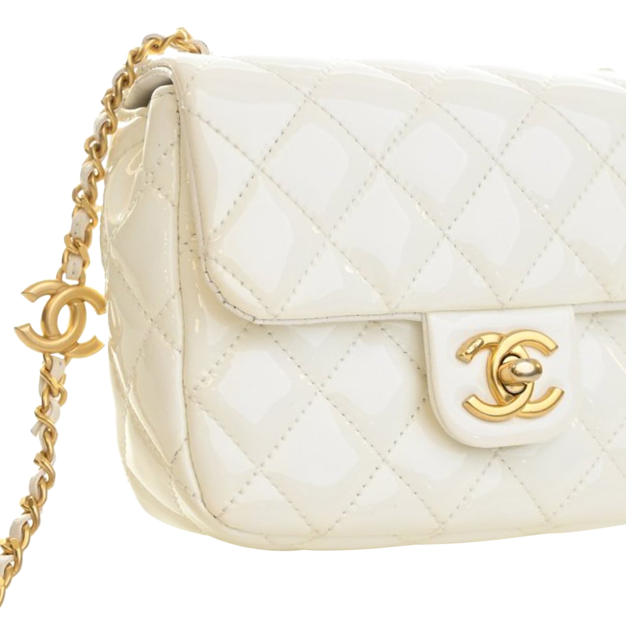 Chanel Mini Square Classic Patent Enamel Coco Hearts Single Flap - image 7