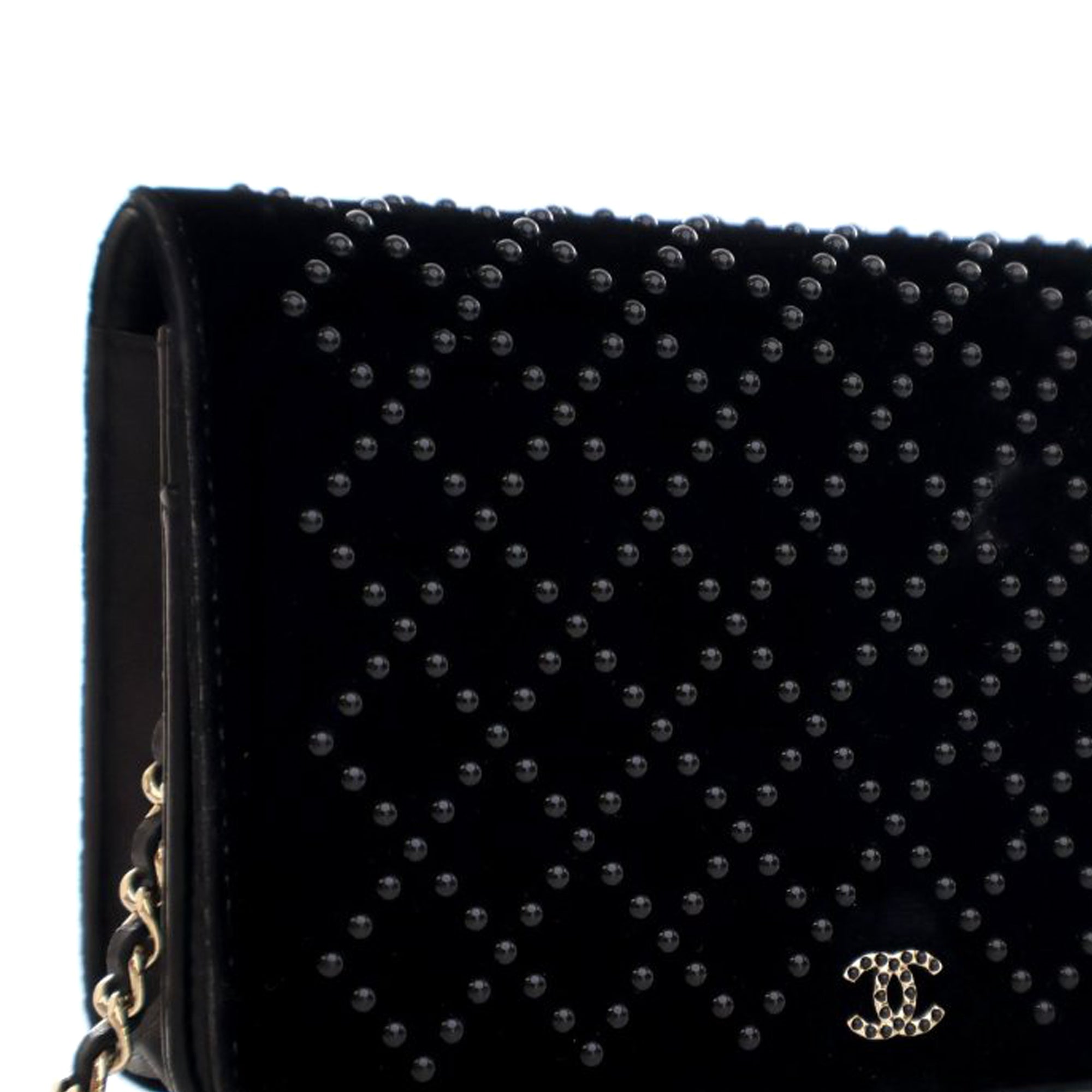 Chanel CC Velvet Studded Wallet On Chain - image 5
