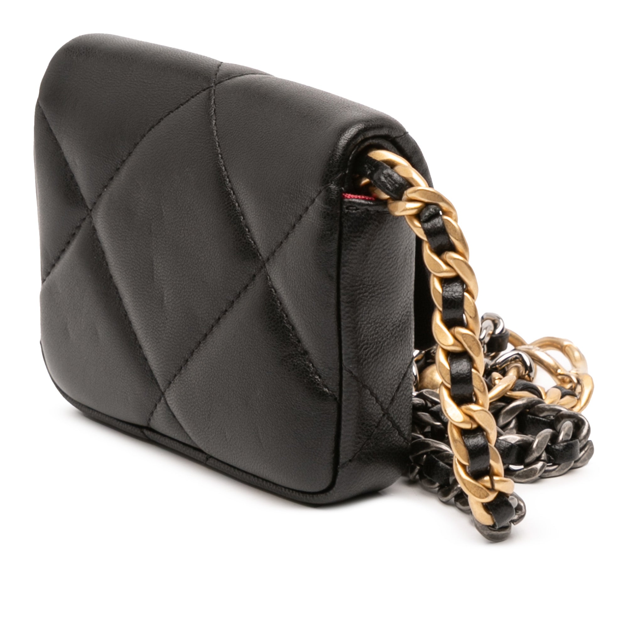 Chanel Quilted Lambskin 19 Flap Coin Purse With Chain - image 2
