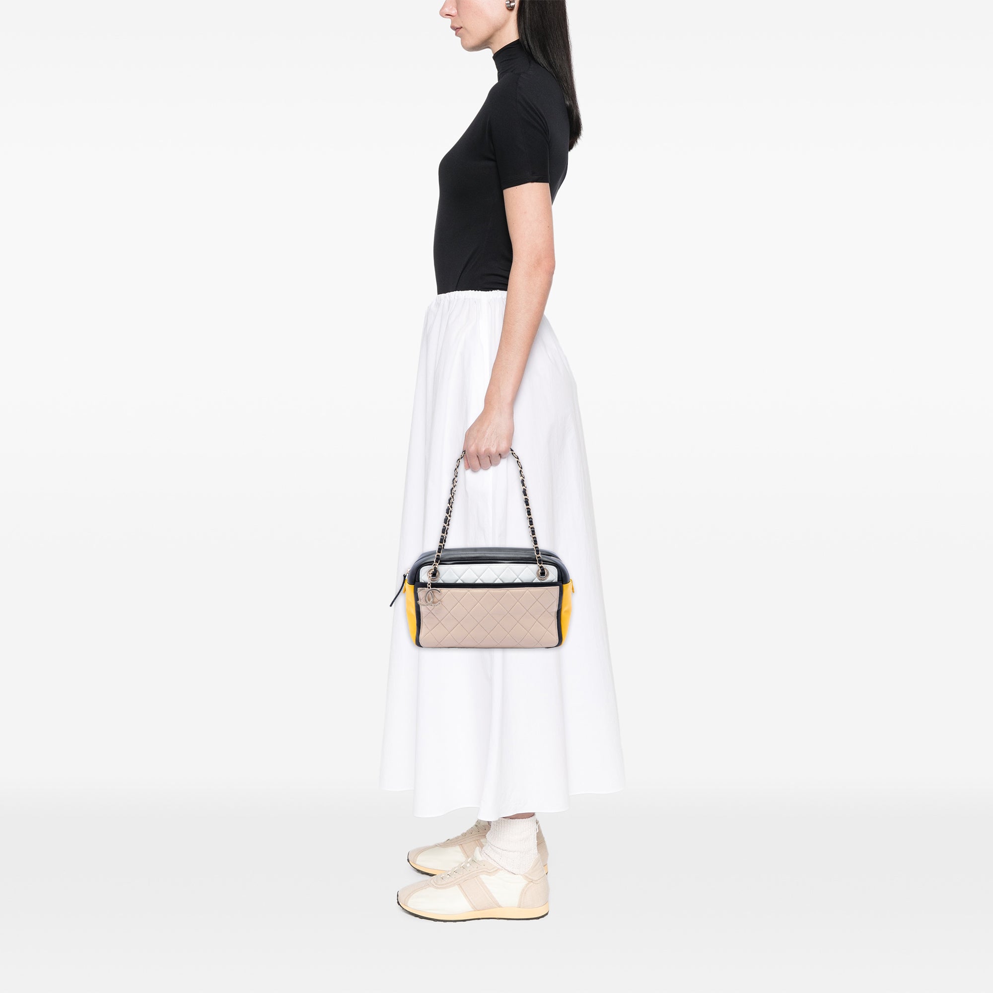 Chanel Tricolor Quilted Lambskin Graphic Camera Case Bag - image 6