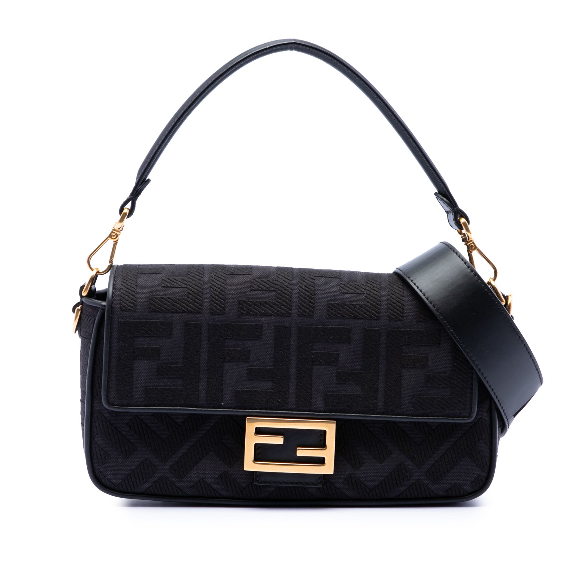 Fendi Zucca Embroidered Canvas Baguette Satchel - image 1