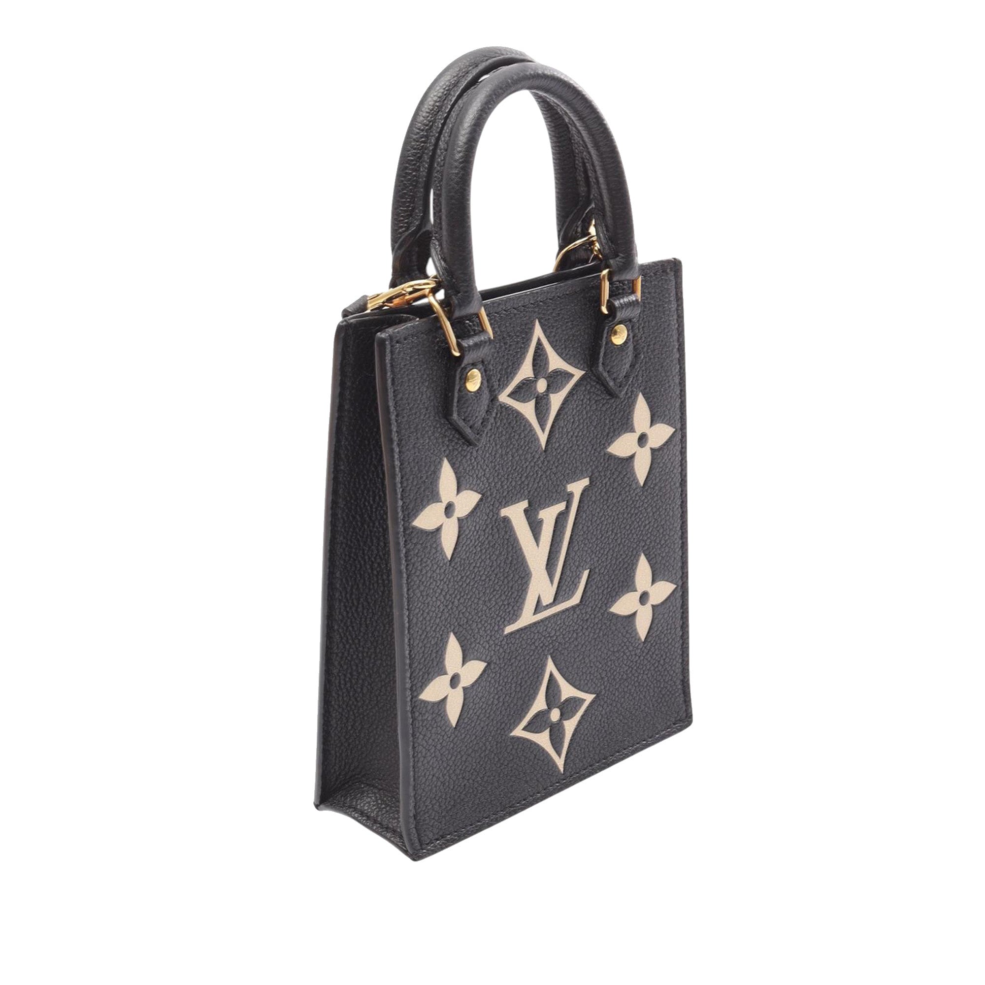 Louis Vuitton LOUIS VUITTON Petite Sac Plat Bicolor Handbag M57937 Monogram empreinte leather Black Beige Black Used Women - image 2