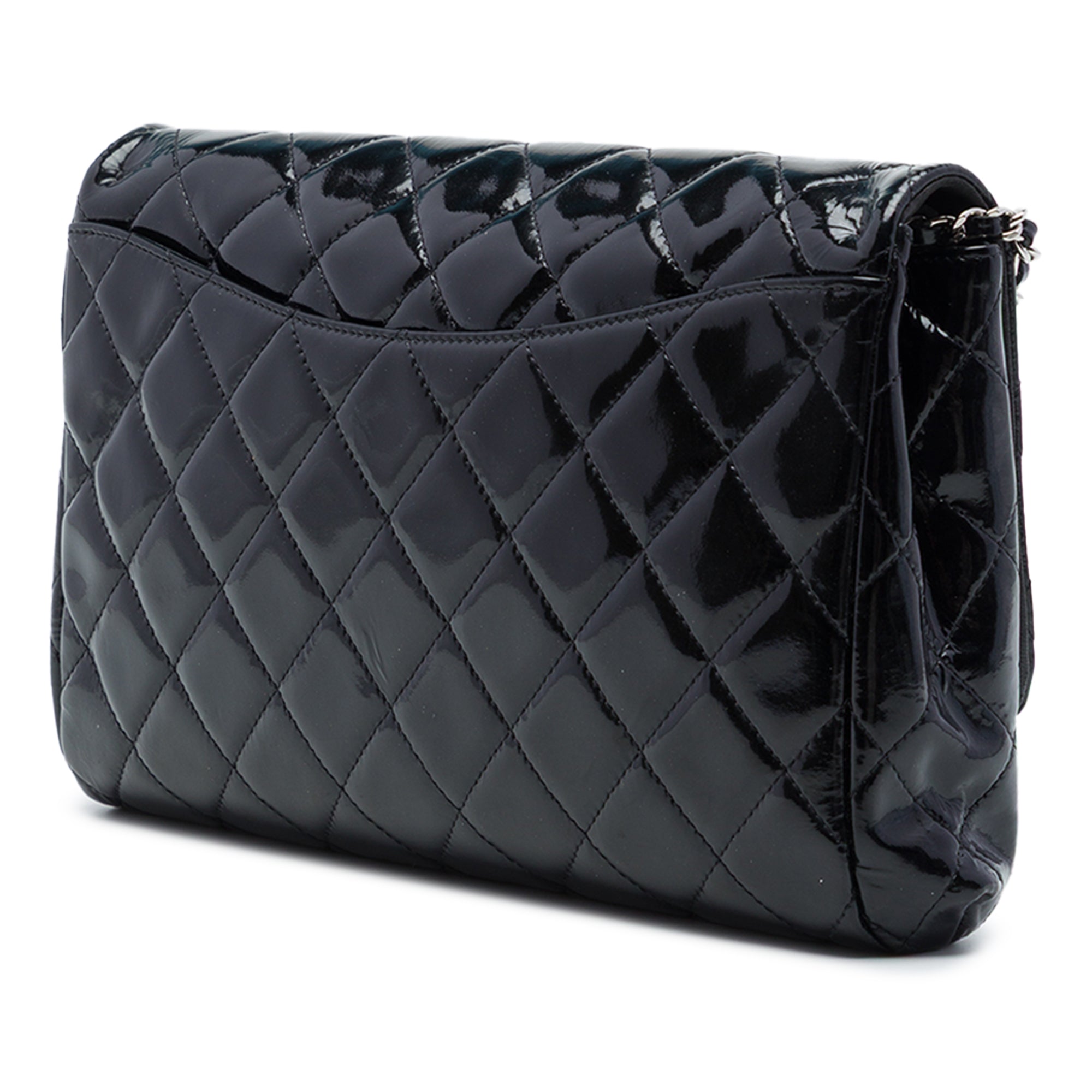 Chanel CC Quilted Patent Flap Clutch with Chain - image 2