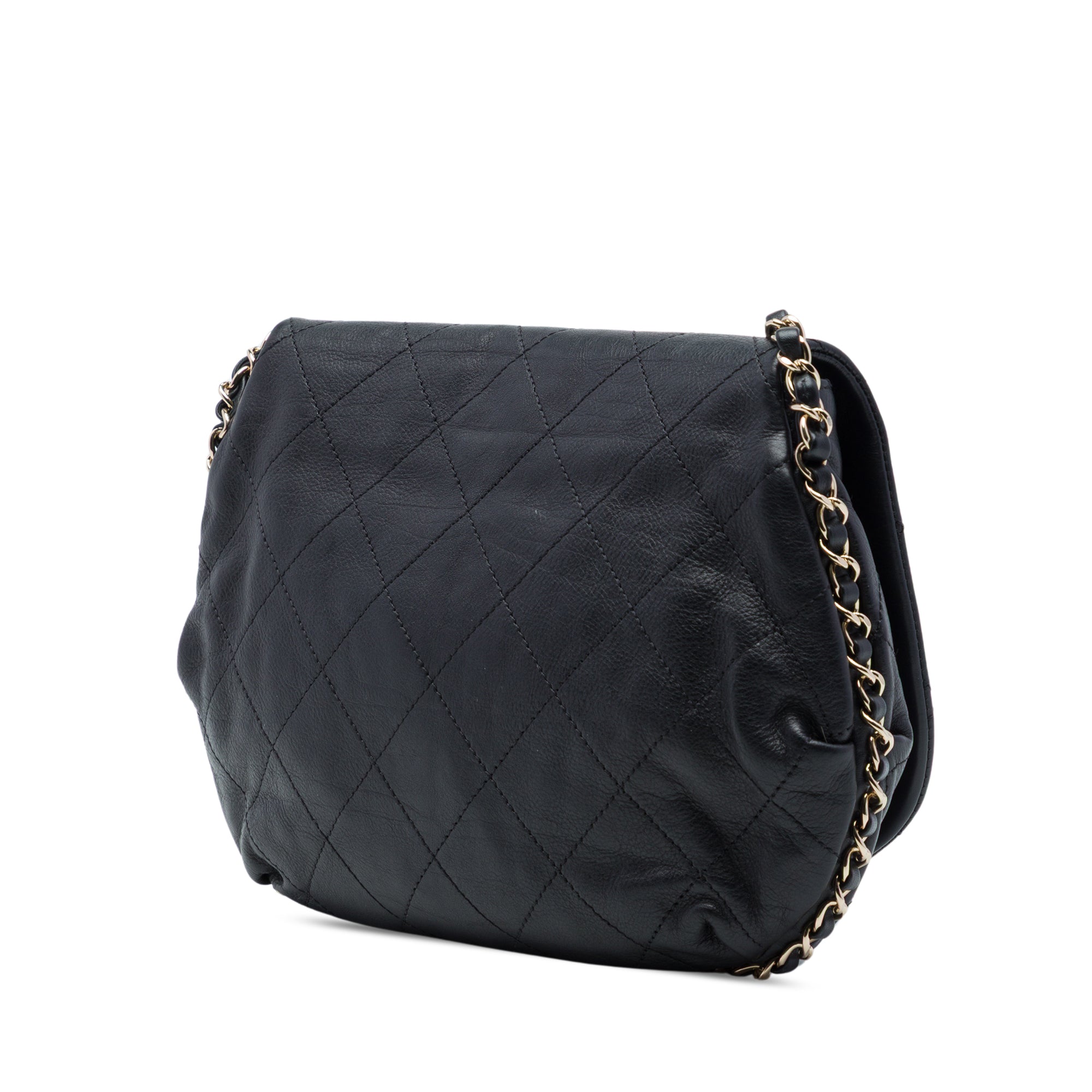 Chanel CC Quilted Calfskin Chain Around Saddle Flap - image 2