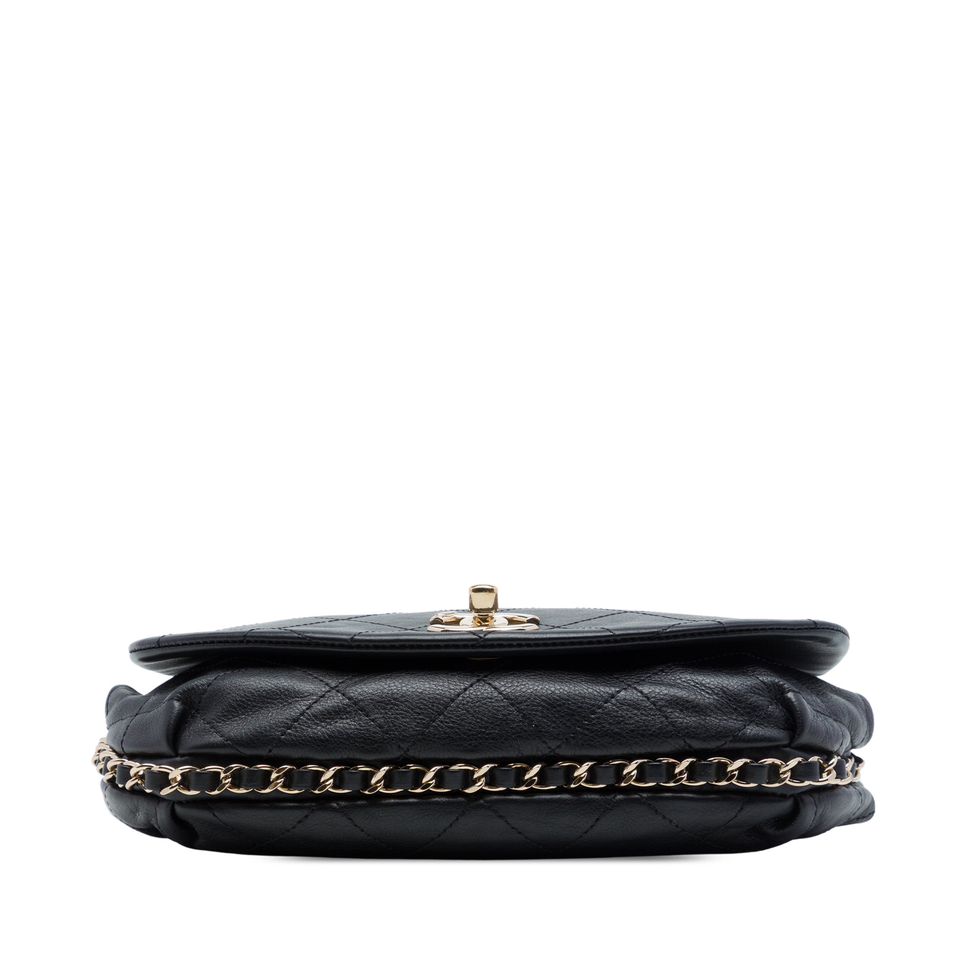 Chanel CC Quilted Calfskin Chain Around Saddle Flap - image 3